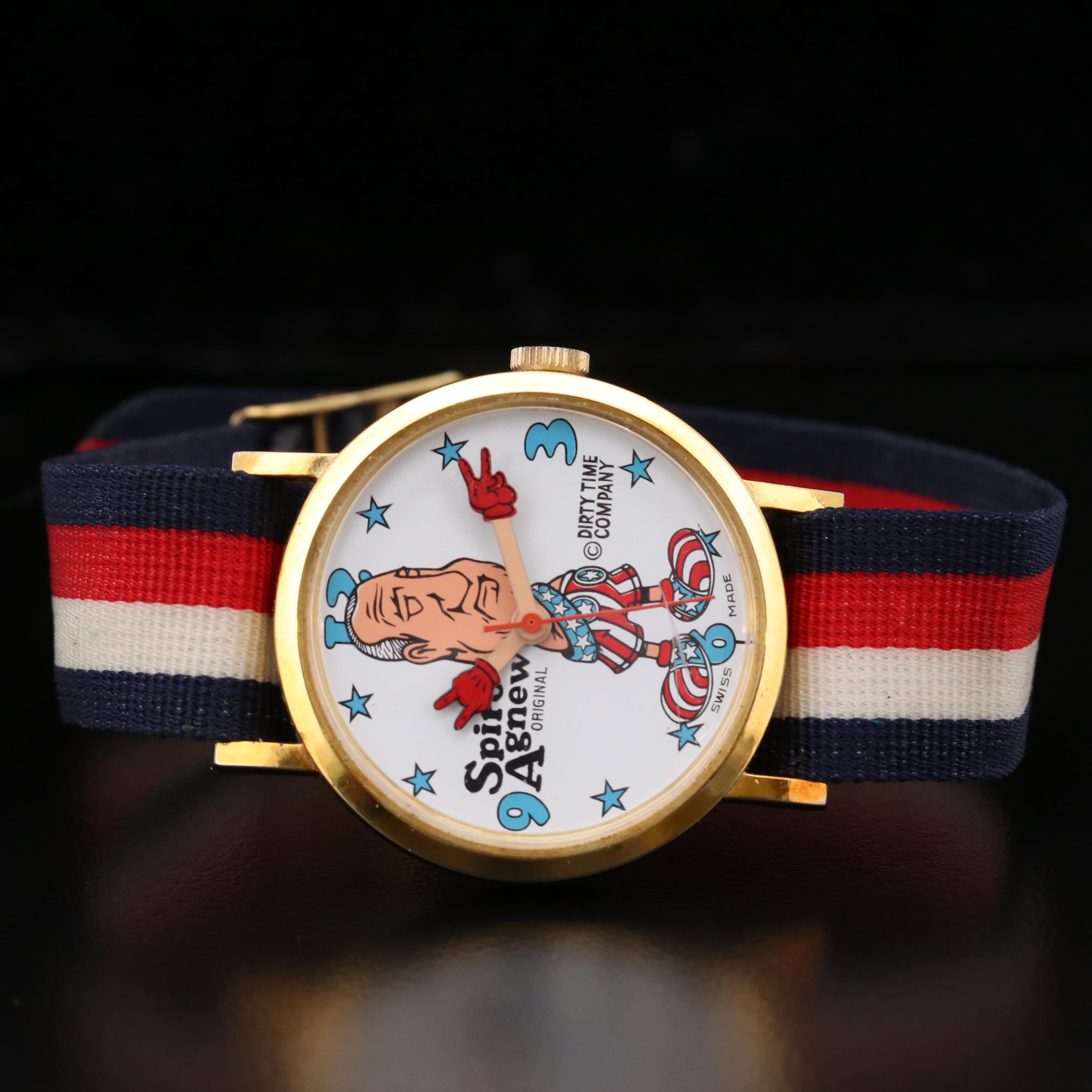 Vintage Spiro Agnew Gold Tone Novelty Watch