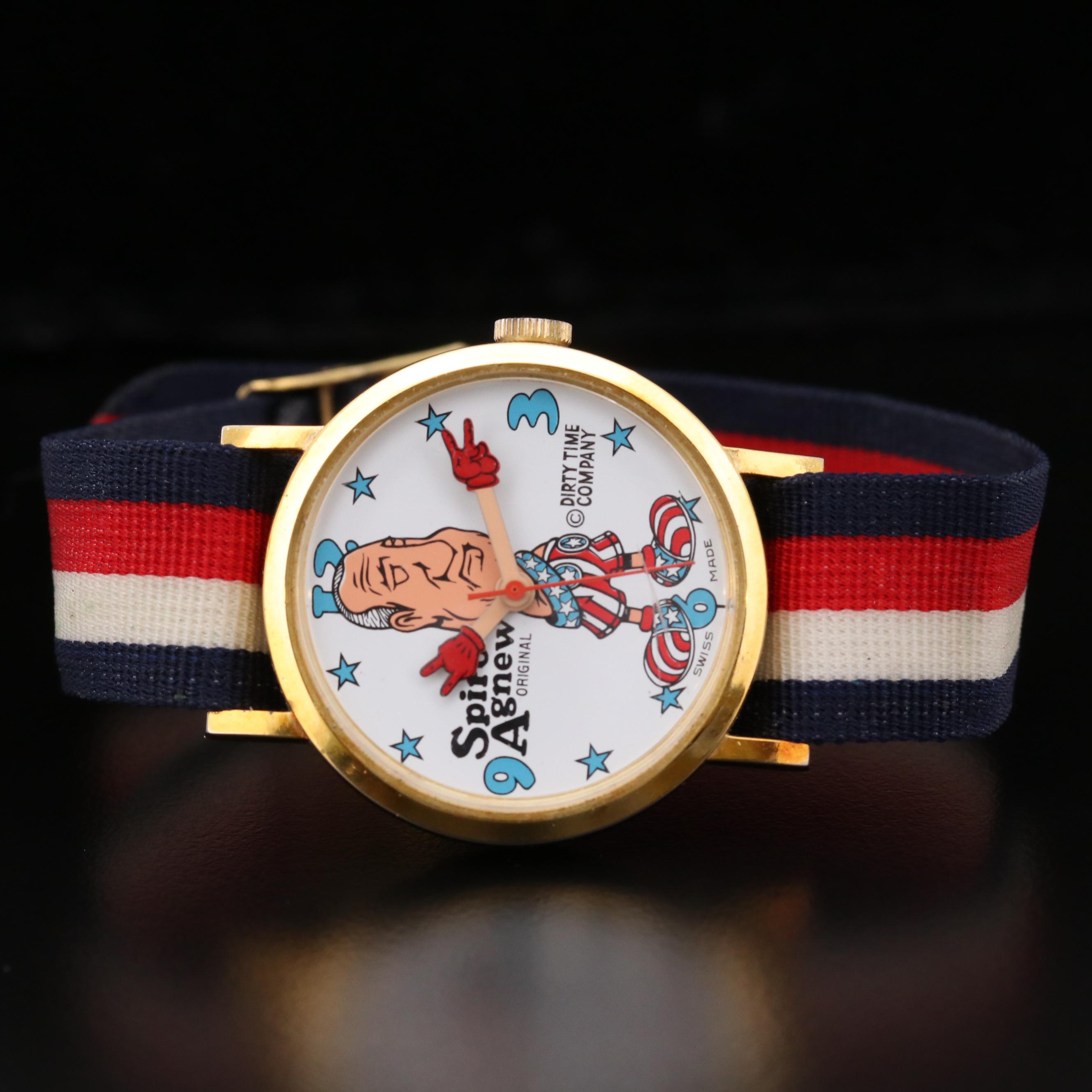 Vintage Spiro Agnew Gold Tone Novelty Watch
