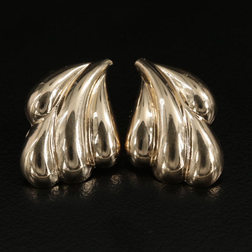 14K Yellow Gold Earrings Featuring Scalloped Design