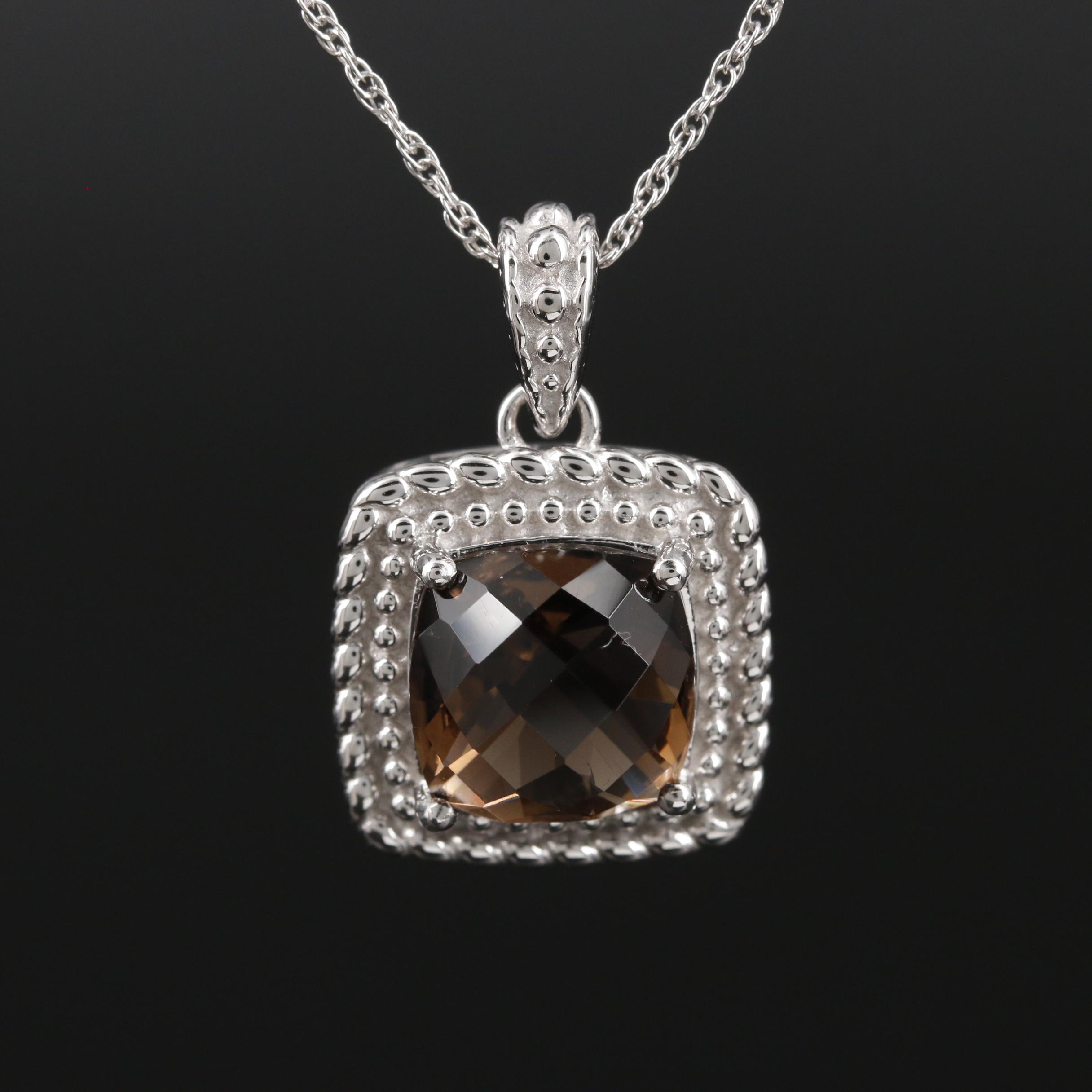 Sterling Silver Smoky Quartz Pendant Necklace