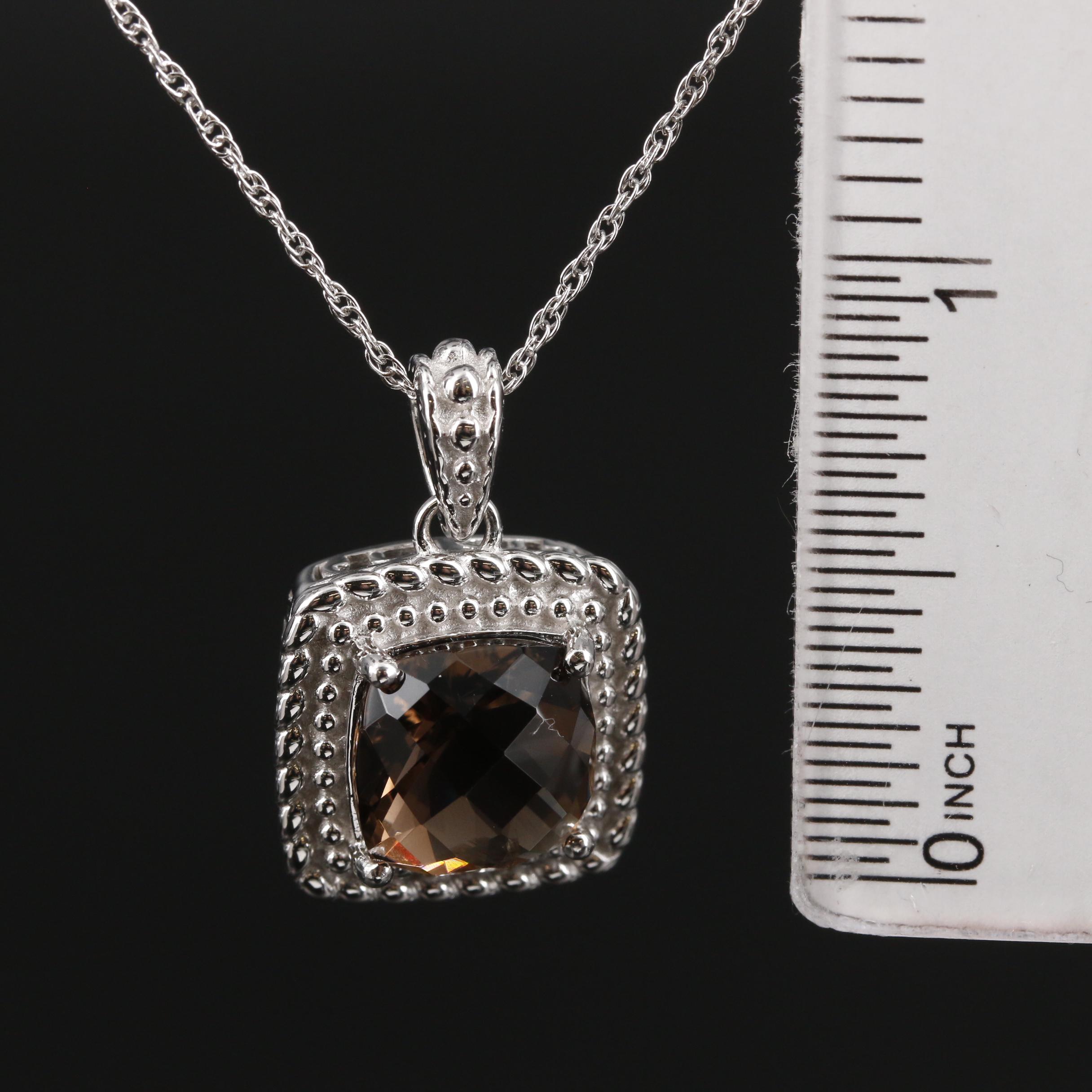 Sterling Silver Smoky Quartz Pendant Necklace