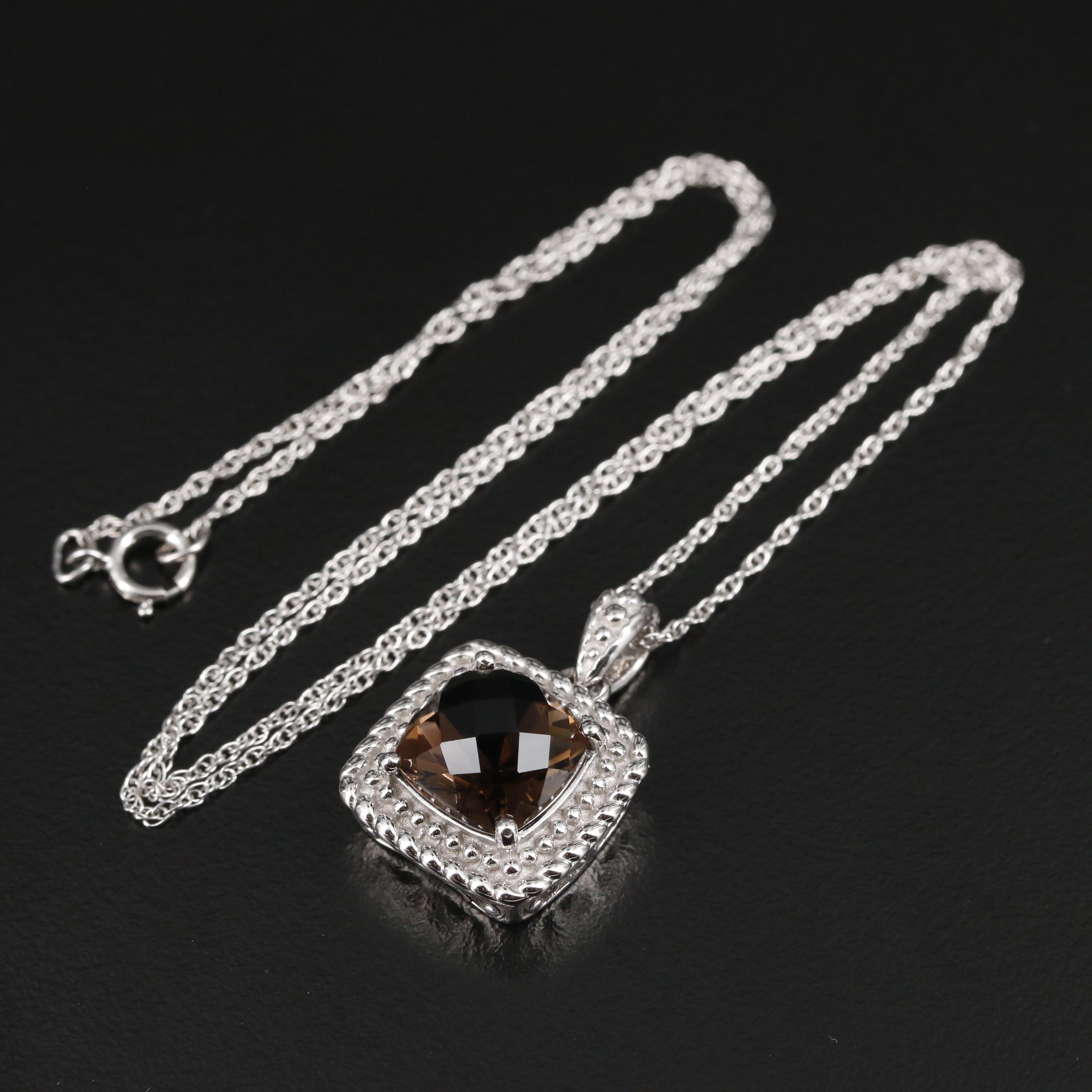 Sterling Silver Smoky Quartz Pendant Necklace
