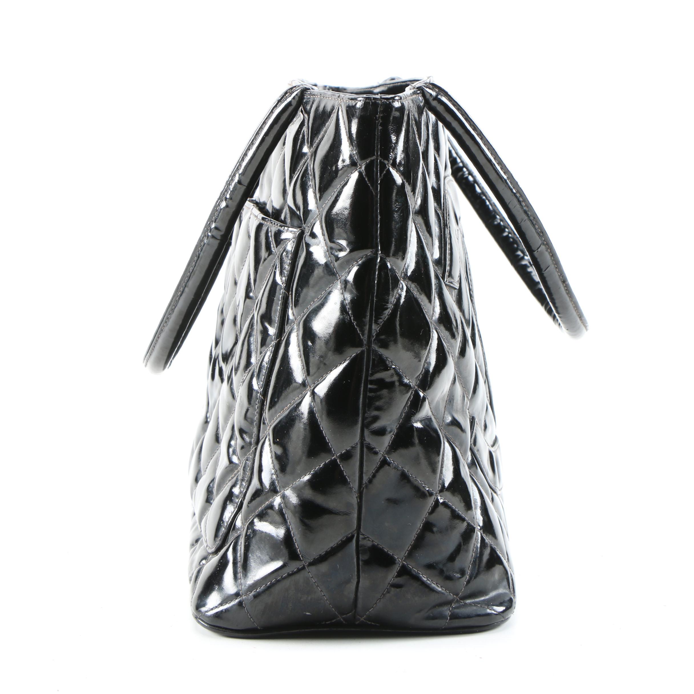 Chanel CC Tote in Black Quilted Patent Leather