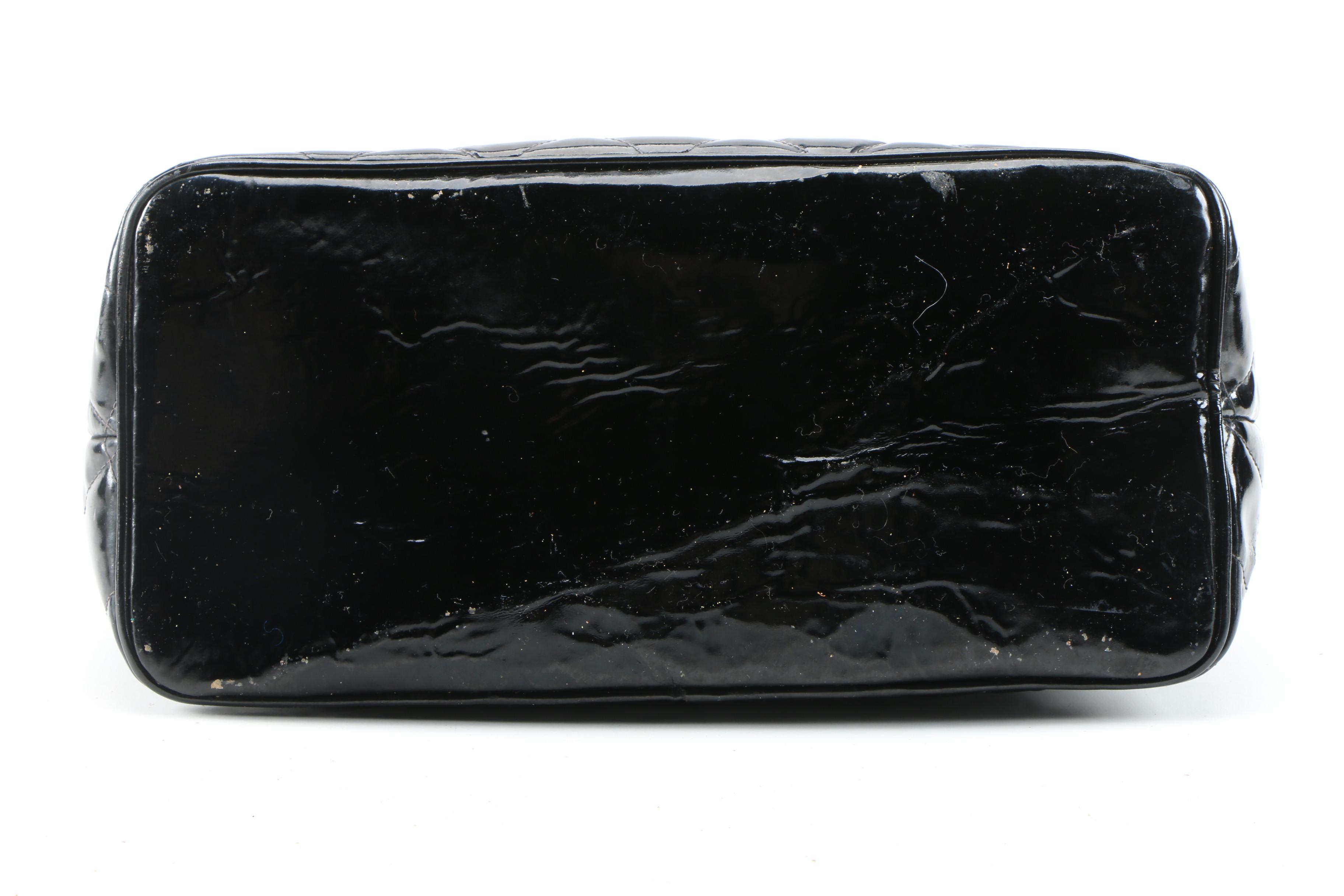 Chanel CC Tote in Black Quilted Patent Leather