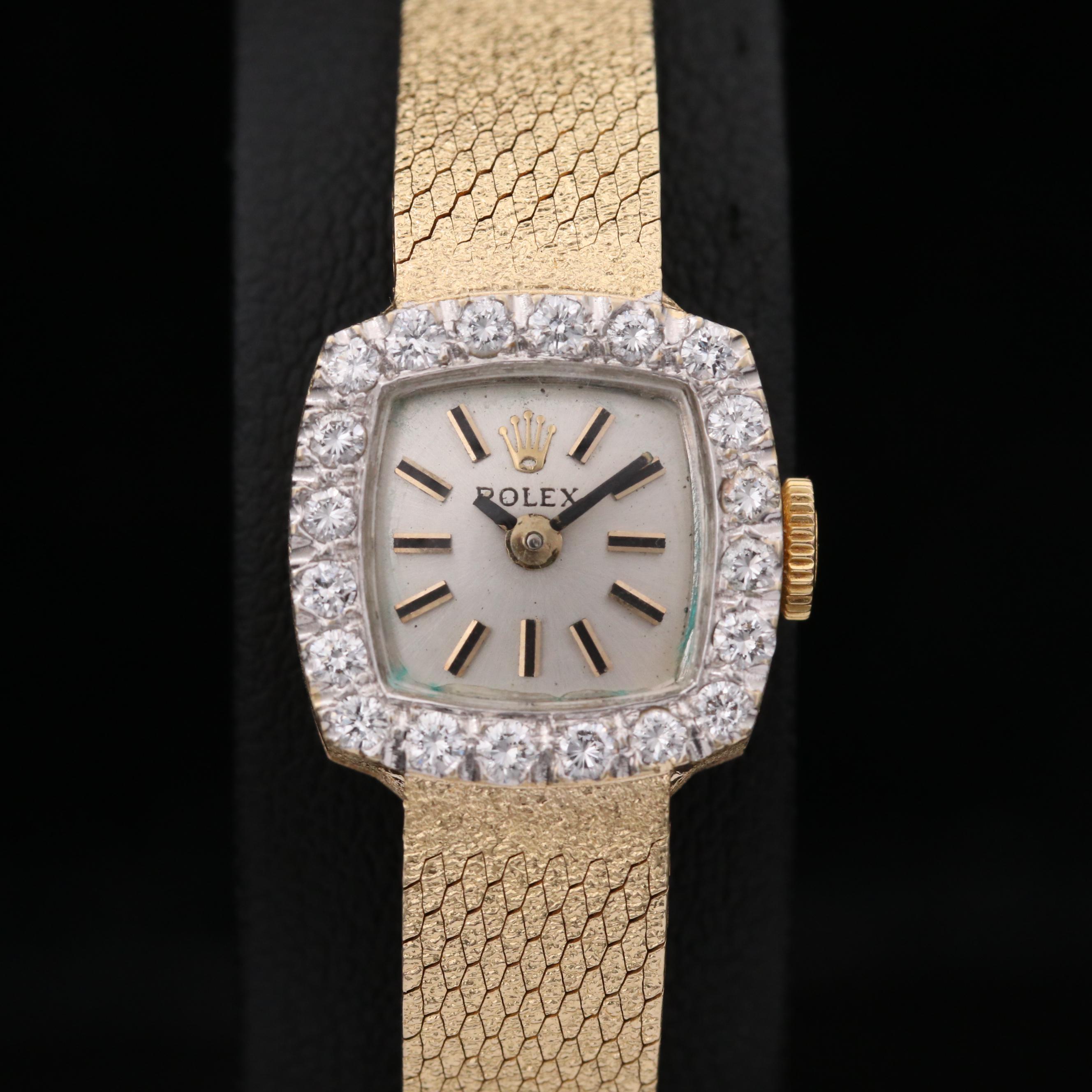 Rolex Cocktail 14K Gold and Diamond Bezel Watch