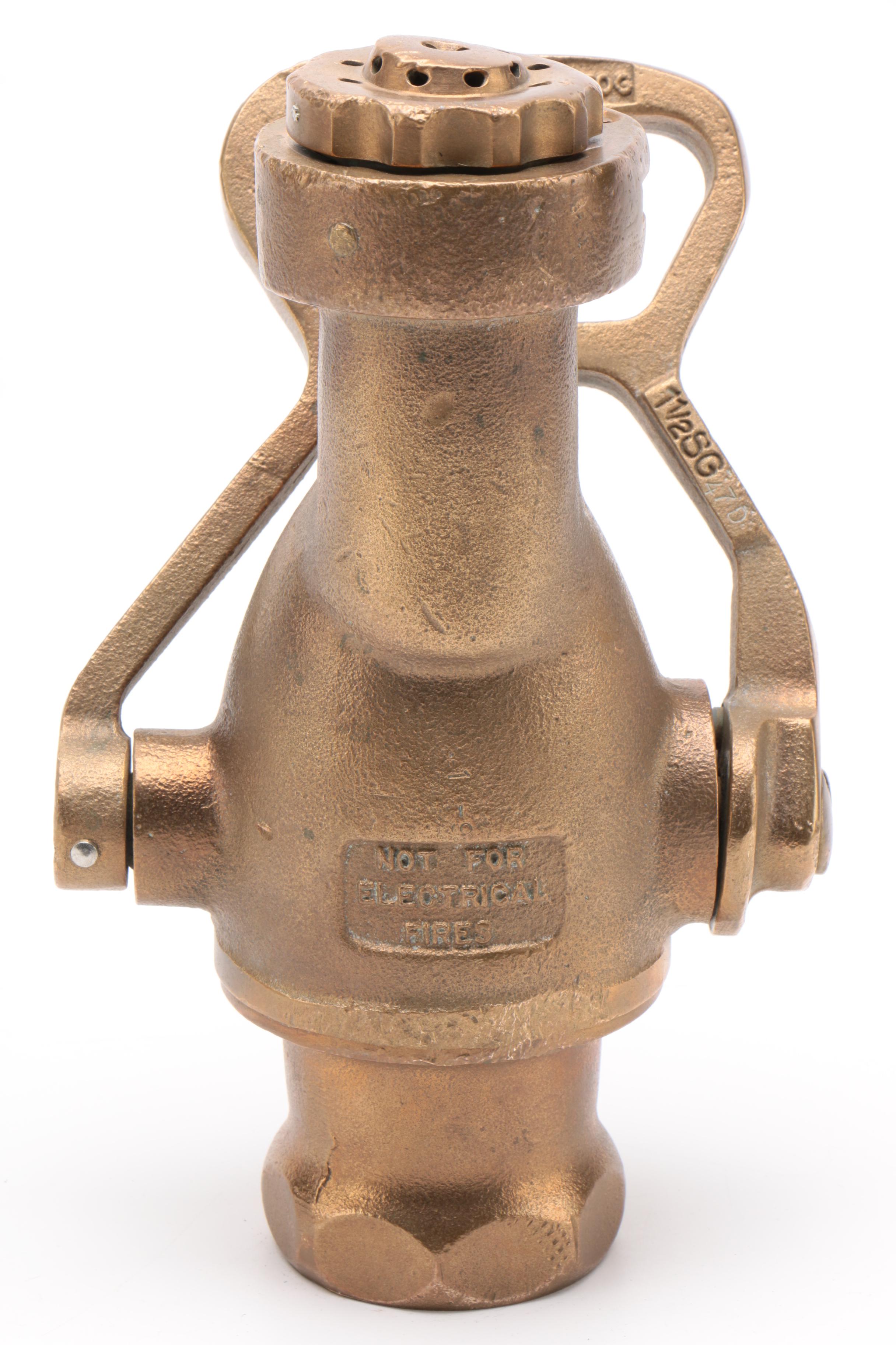 Rockwood Brass Waterfog Fire Hose Nozzle, Mid-Century