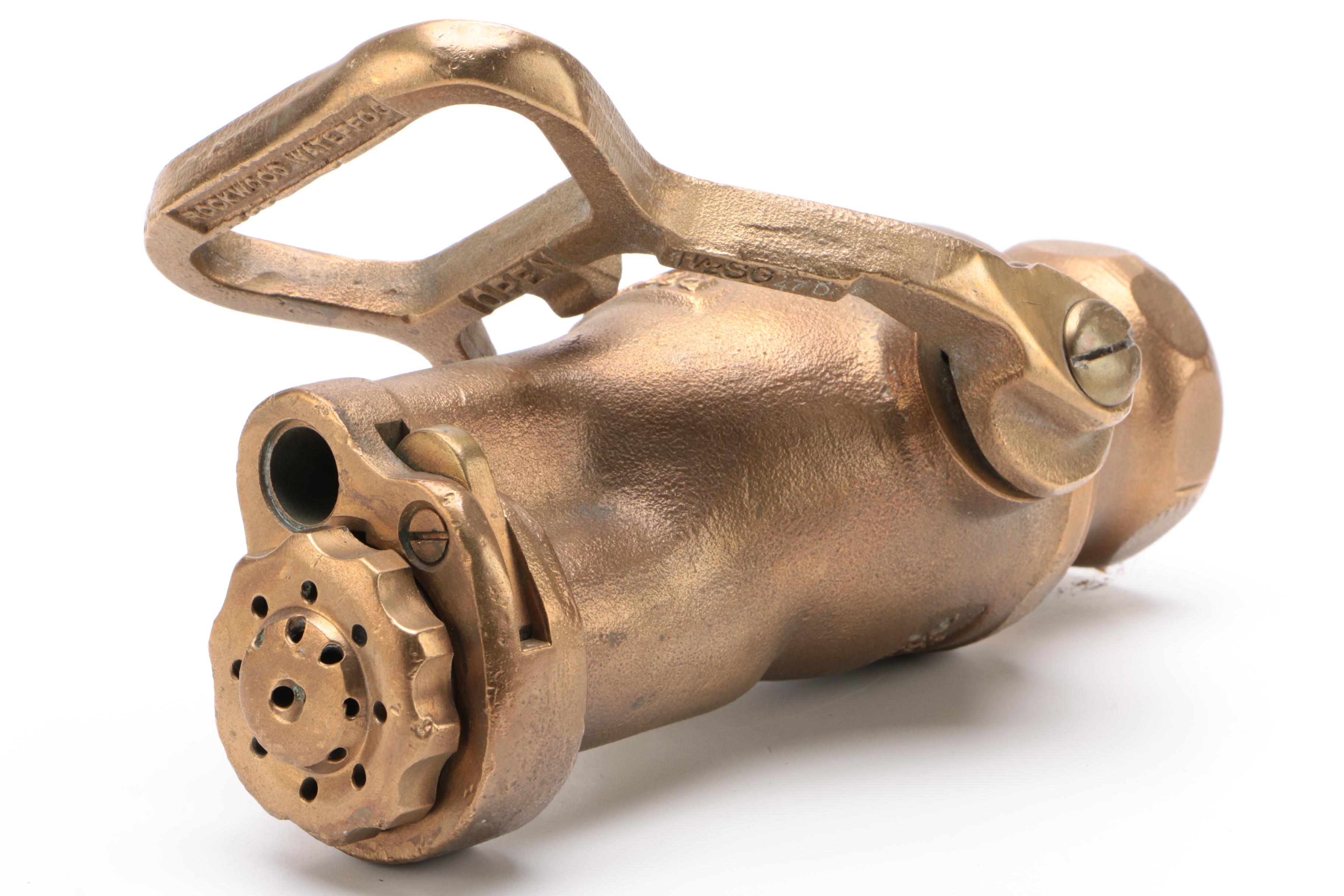 Rockwood Brass Waterfog Fire Hose Nozzle, Mid-Century