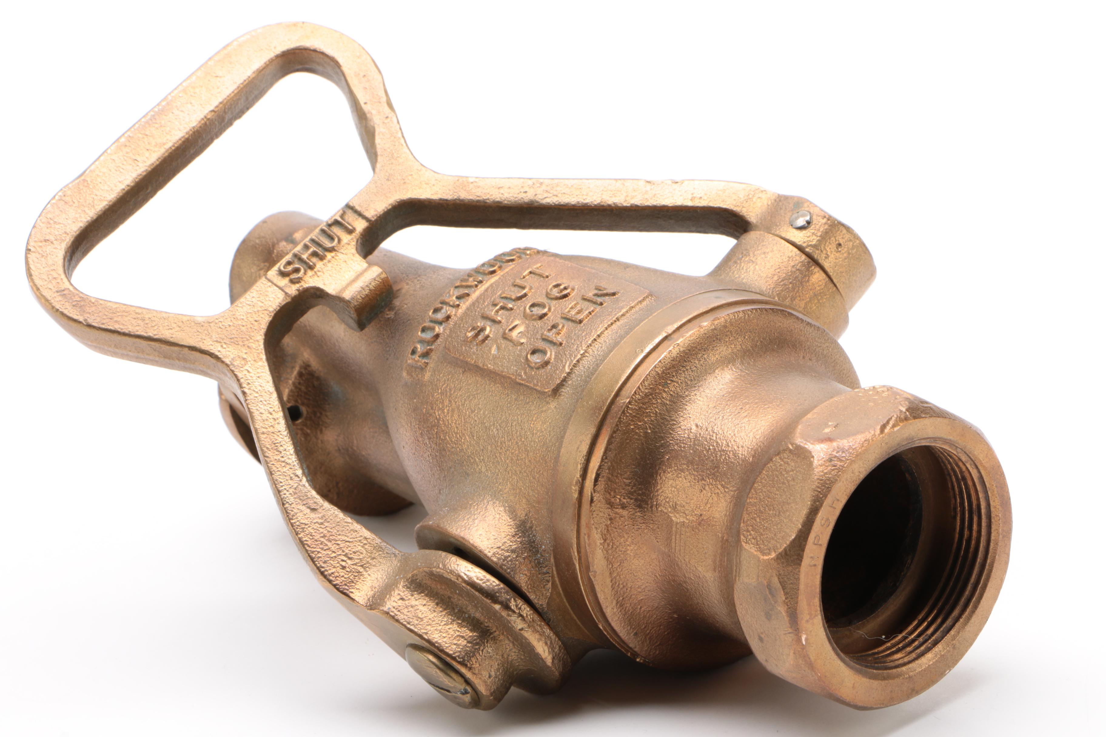 Rockwood Brass Waterfog Fire Hose Nozzle, Mid-Century