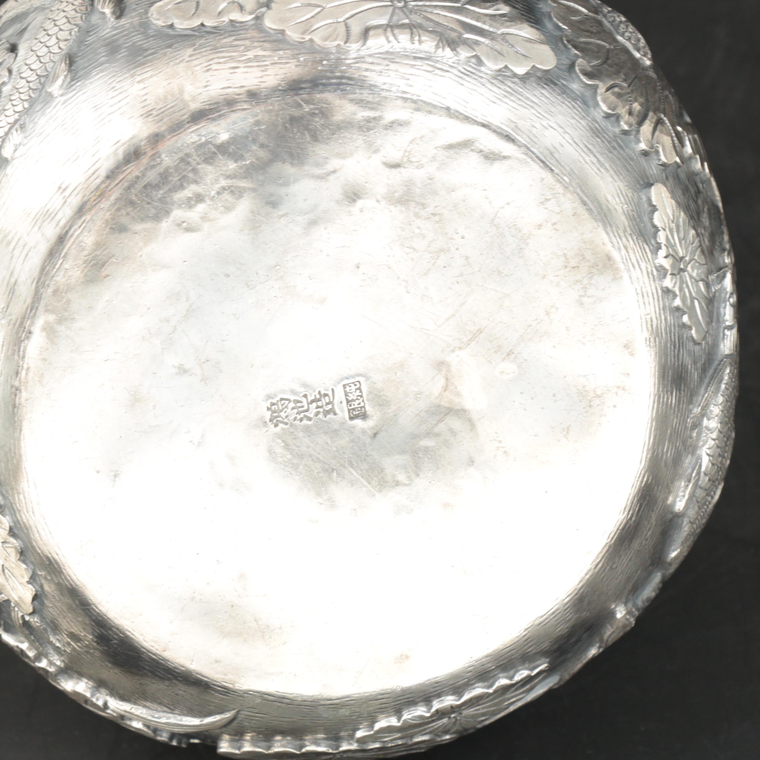 Konoike Japanese Sterling Silver Teapot and Tea Caddy, Meiji Period