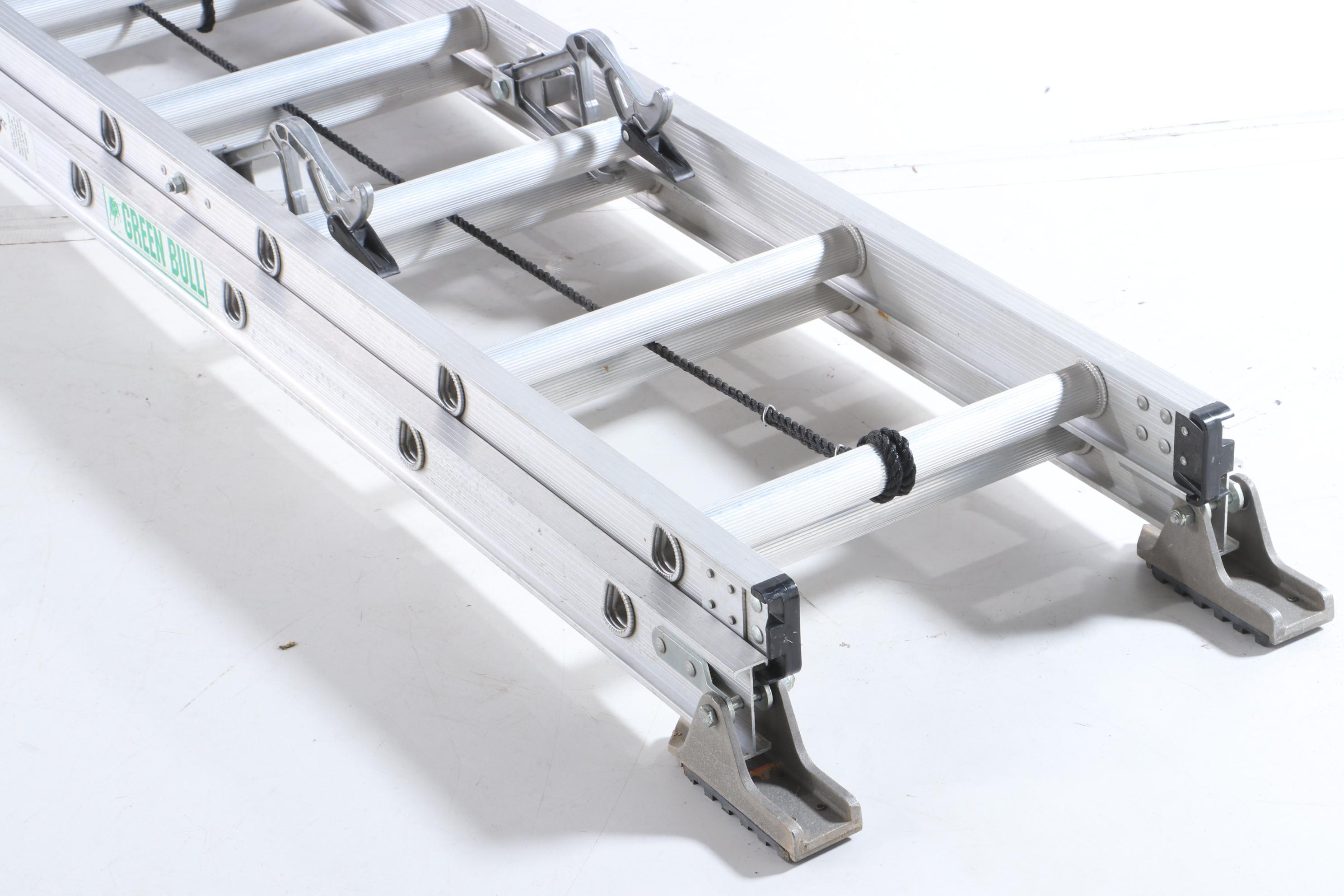 Green Bull 24ft. Aluminum Extension Ladder with Heavy Duty Pulley and Rope