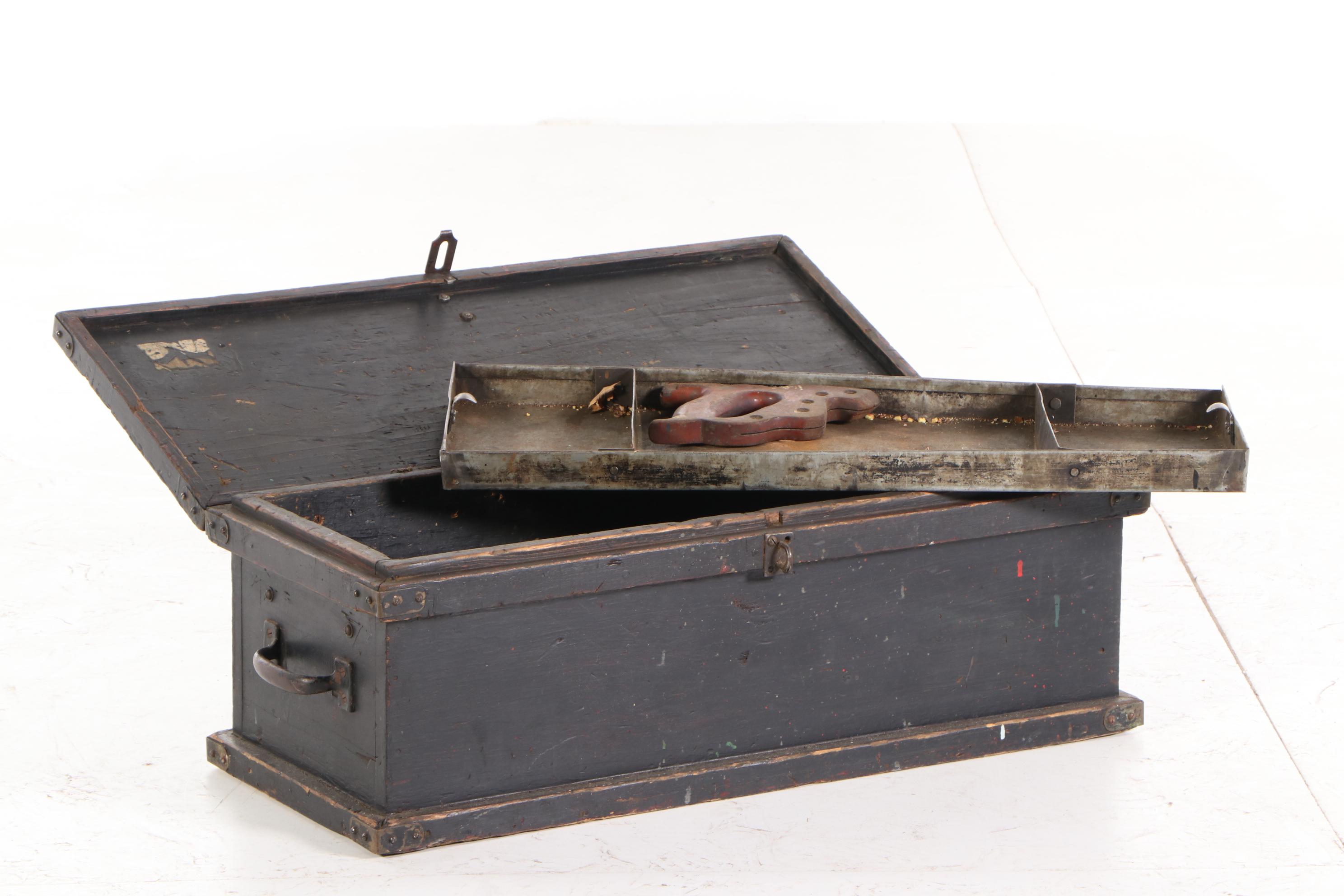 Antique Wooden Tool Chest, Late 19th/Early 20th Century