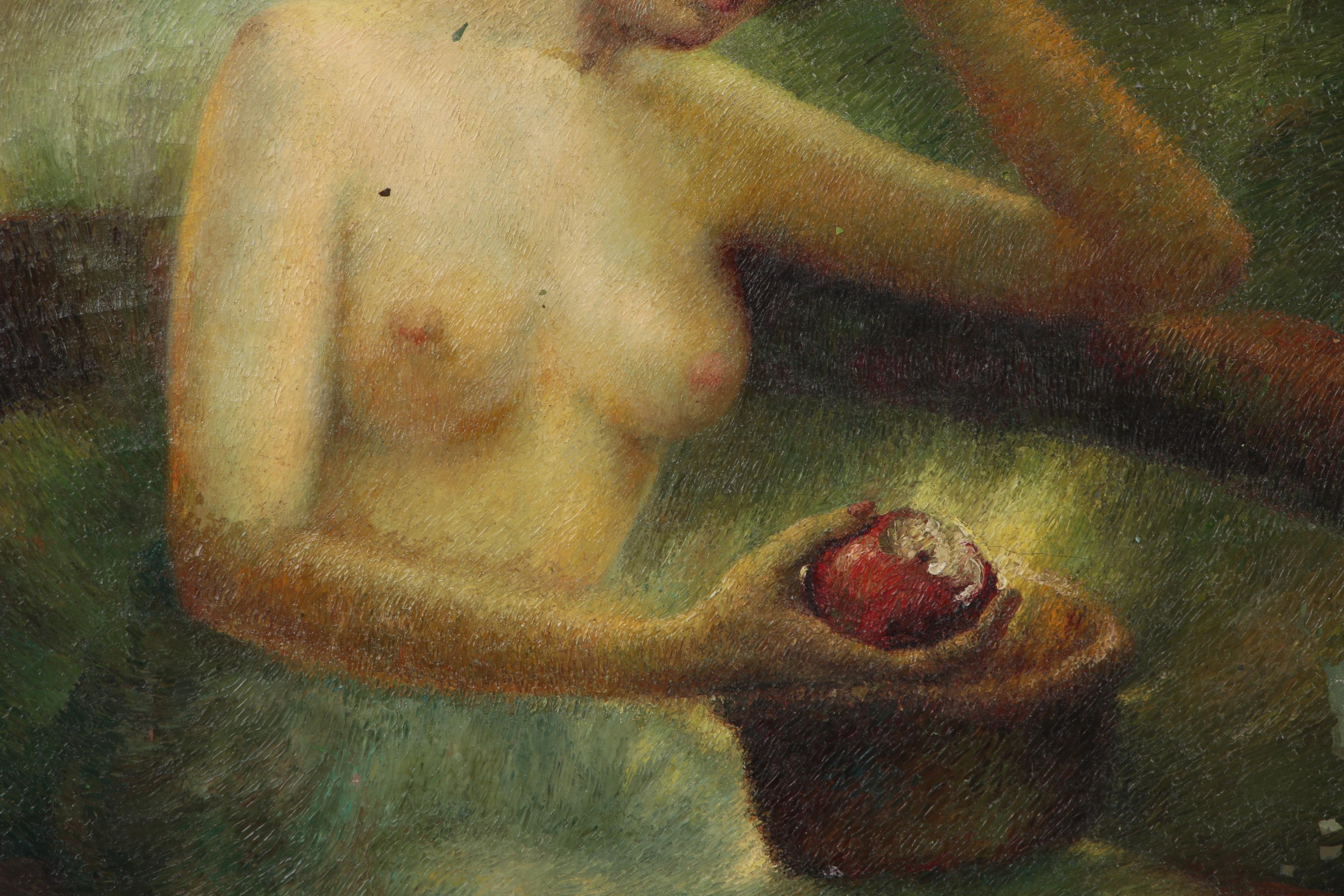 Anna E. Meltzer Oil Portrait of Female Nude, 1949