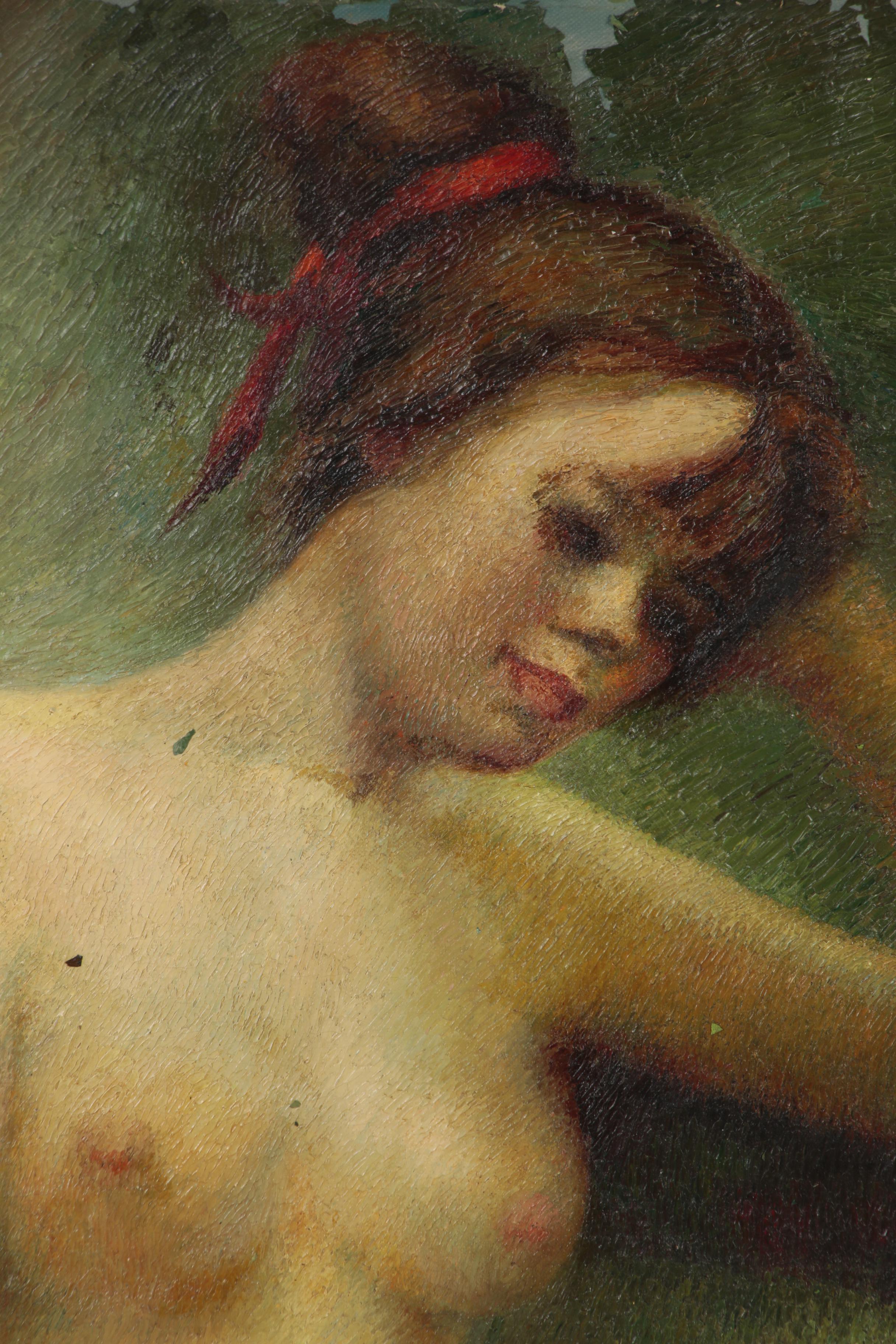 Anna E. Meltzer Oil Portrait of Female Nude, 1949