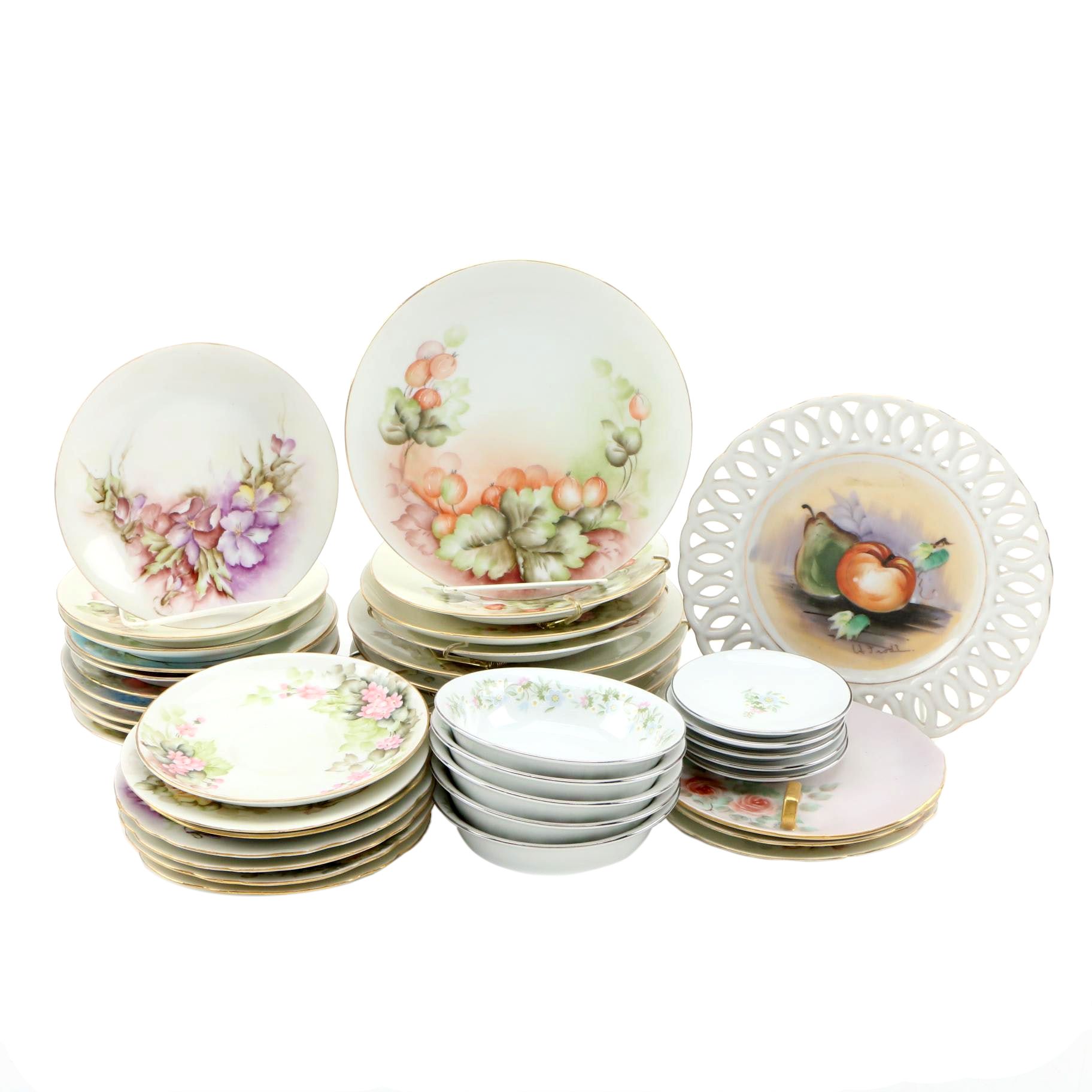 Hobbyist Painted Porcelain Tableware, Antique and Vintage