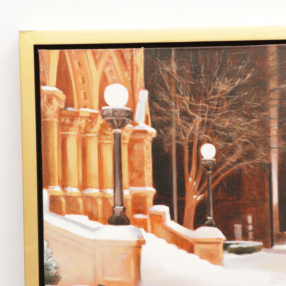 Michael McGinn Oil Painting of Winter City Scene