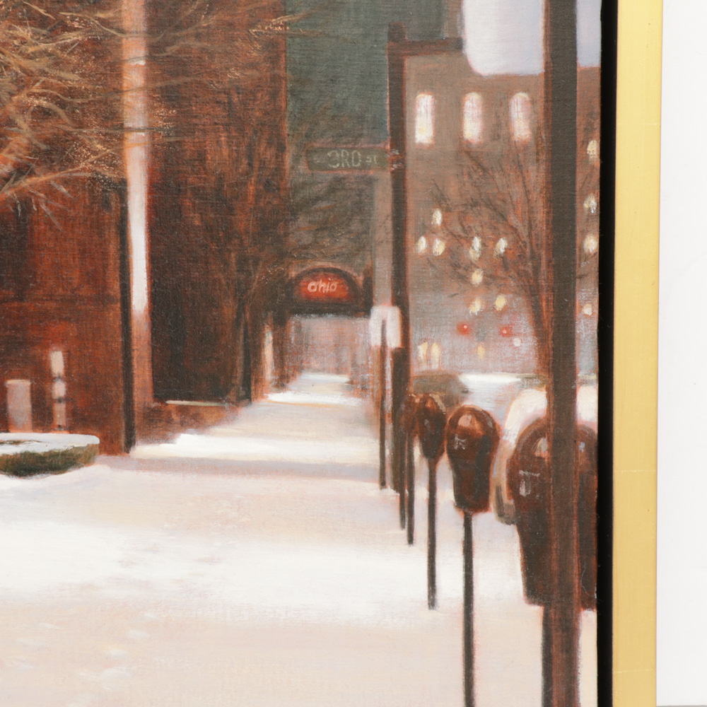 Michael McGinn Oil Painting of Winter City Scene