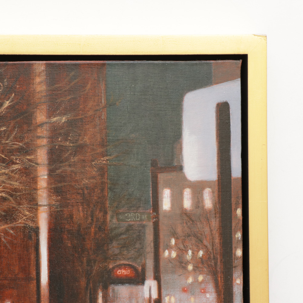 Michael McGinn Oil Painting of Winter City Scene