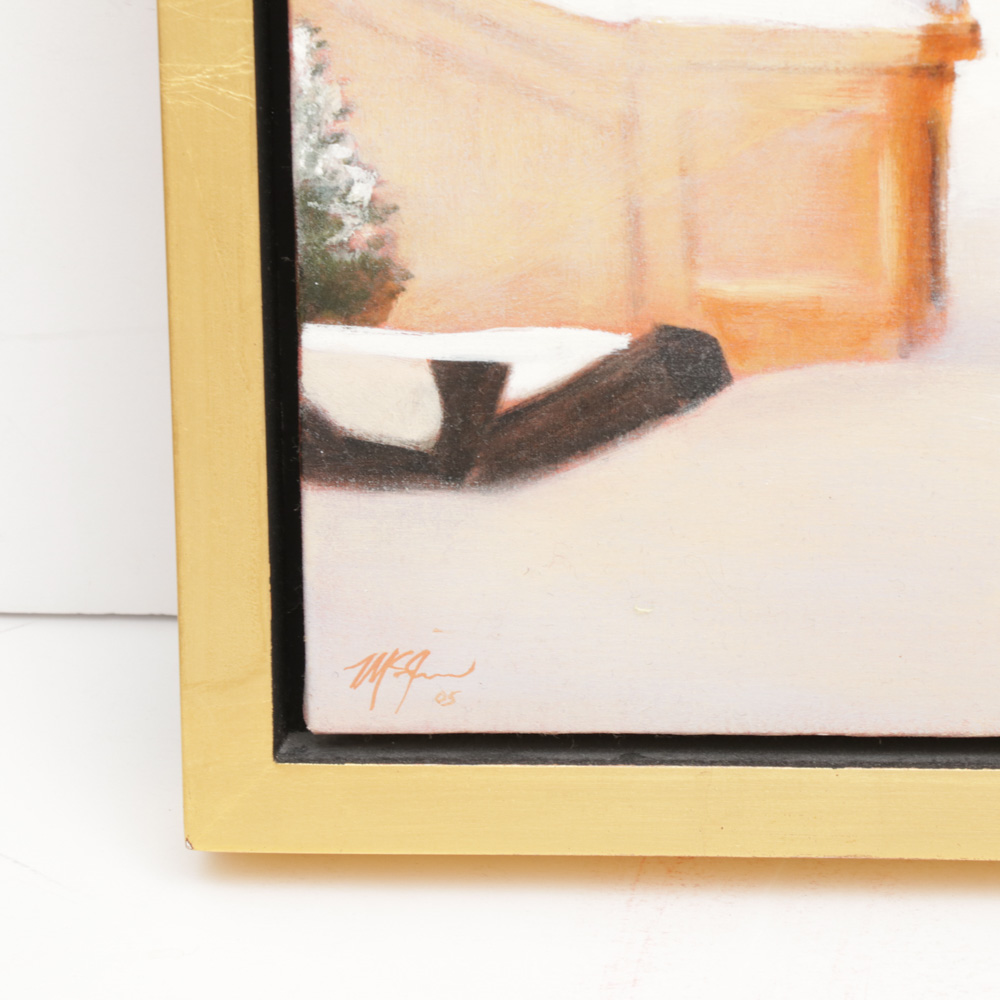 Michael McGinn Oil Painting of Winter City Scene
