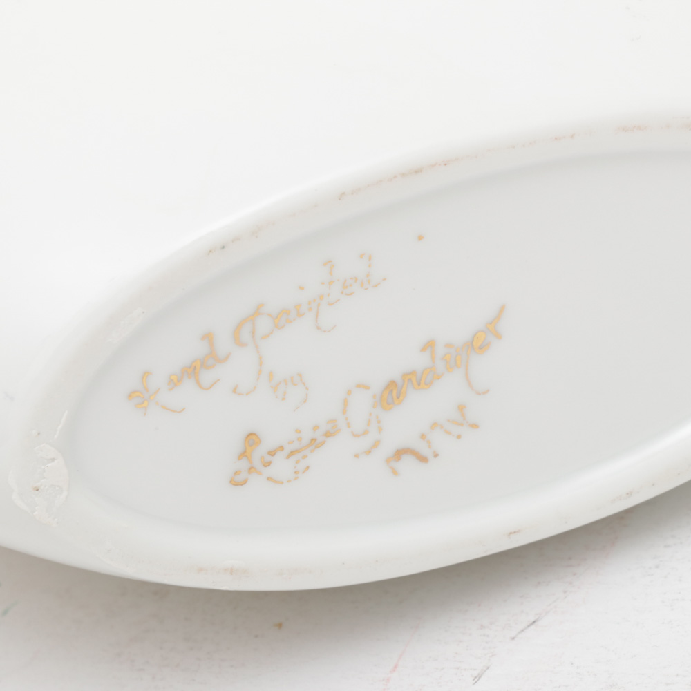 Louise Gardiner Hand-Painted Gilt and Glass Applique Porcelain Vase