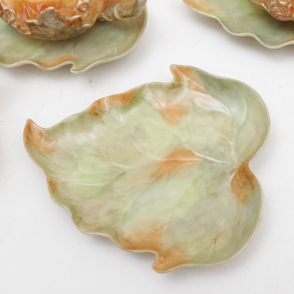 Hand-Painted Porcelain Pumpkin Lustreware Tea Set