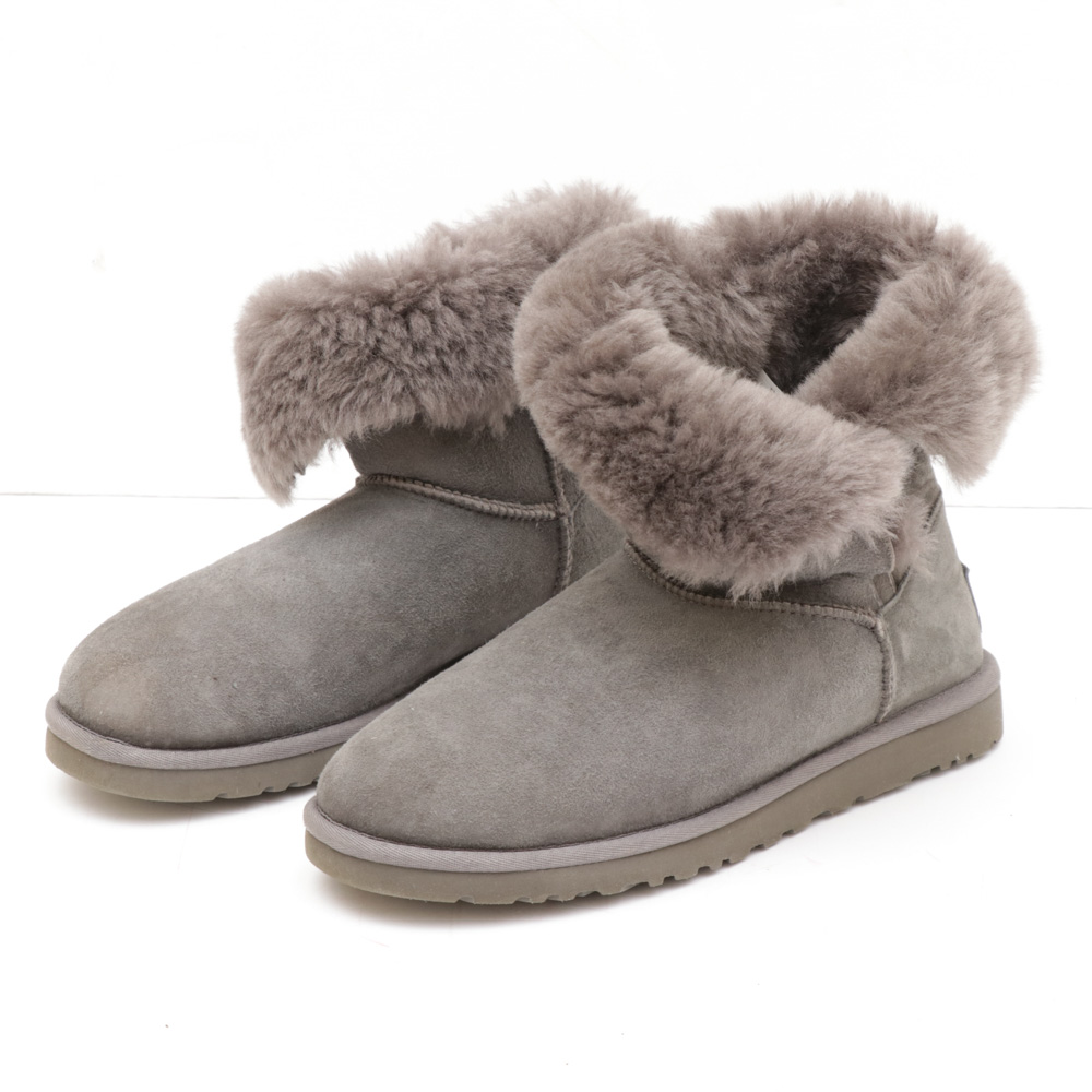 Ugg Bailey Button Bling Sheepskin Boots in Grey with Swarovski® Crystal Button