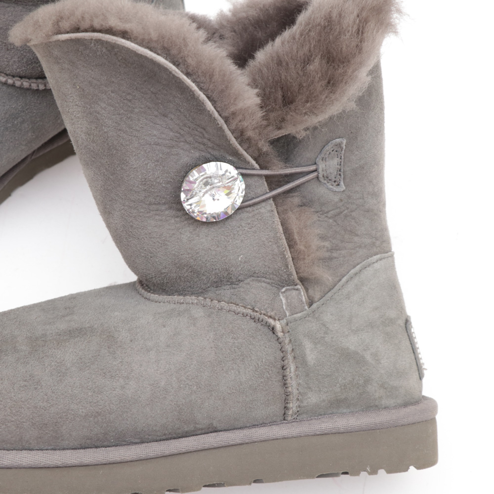 Ugg Bailey Button Bling Sheepskin Boots in Grey with Swarovski® Crystal Button