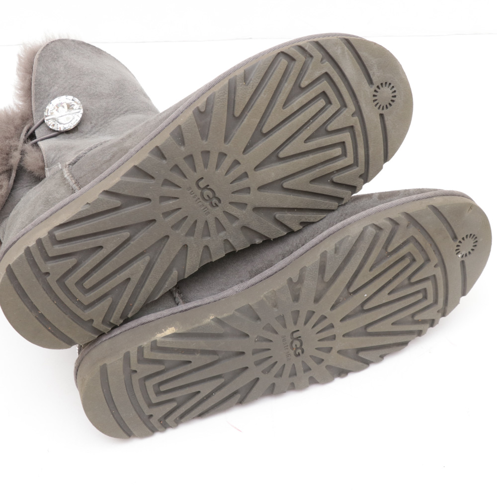 Ugg Bailey Button Bling Sheepskin Boots in Grey with Swarovski® Crystal Button