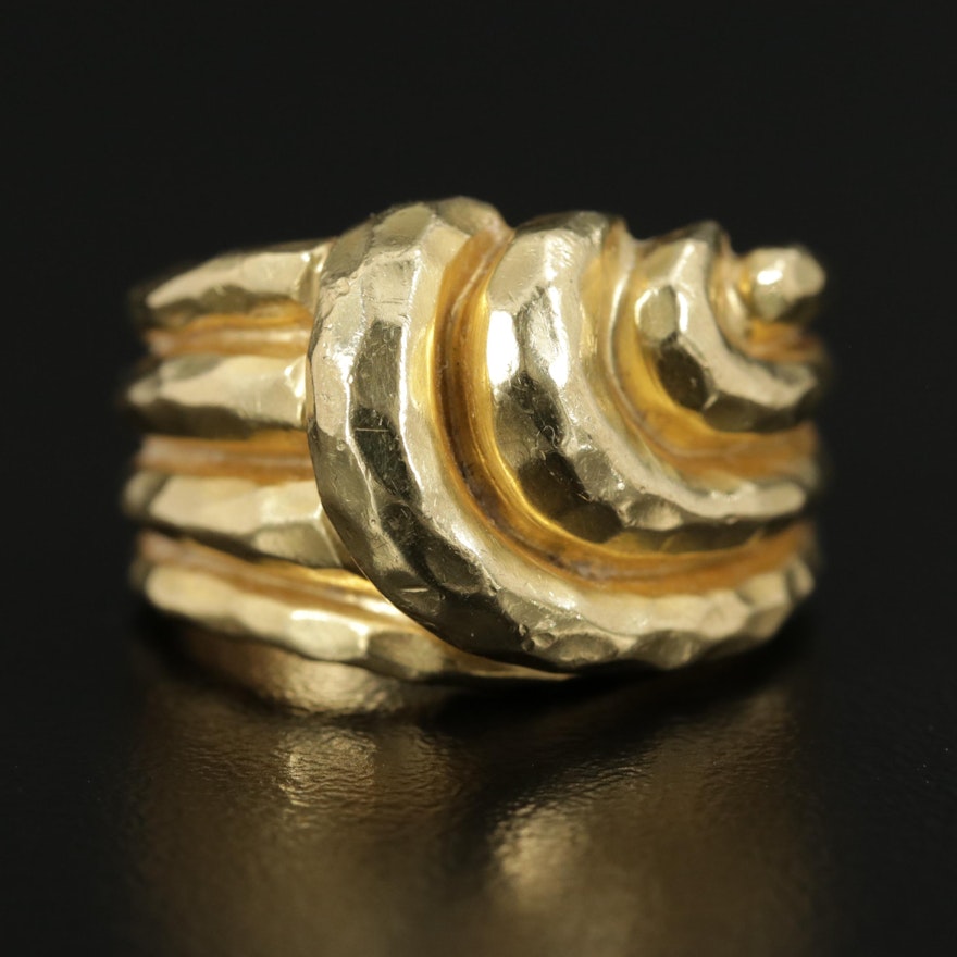Henry Dunay 18K Yellow Gold Hammered Ring