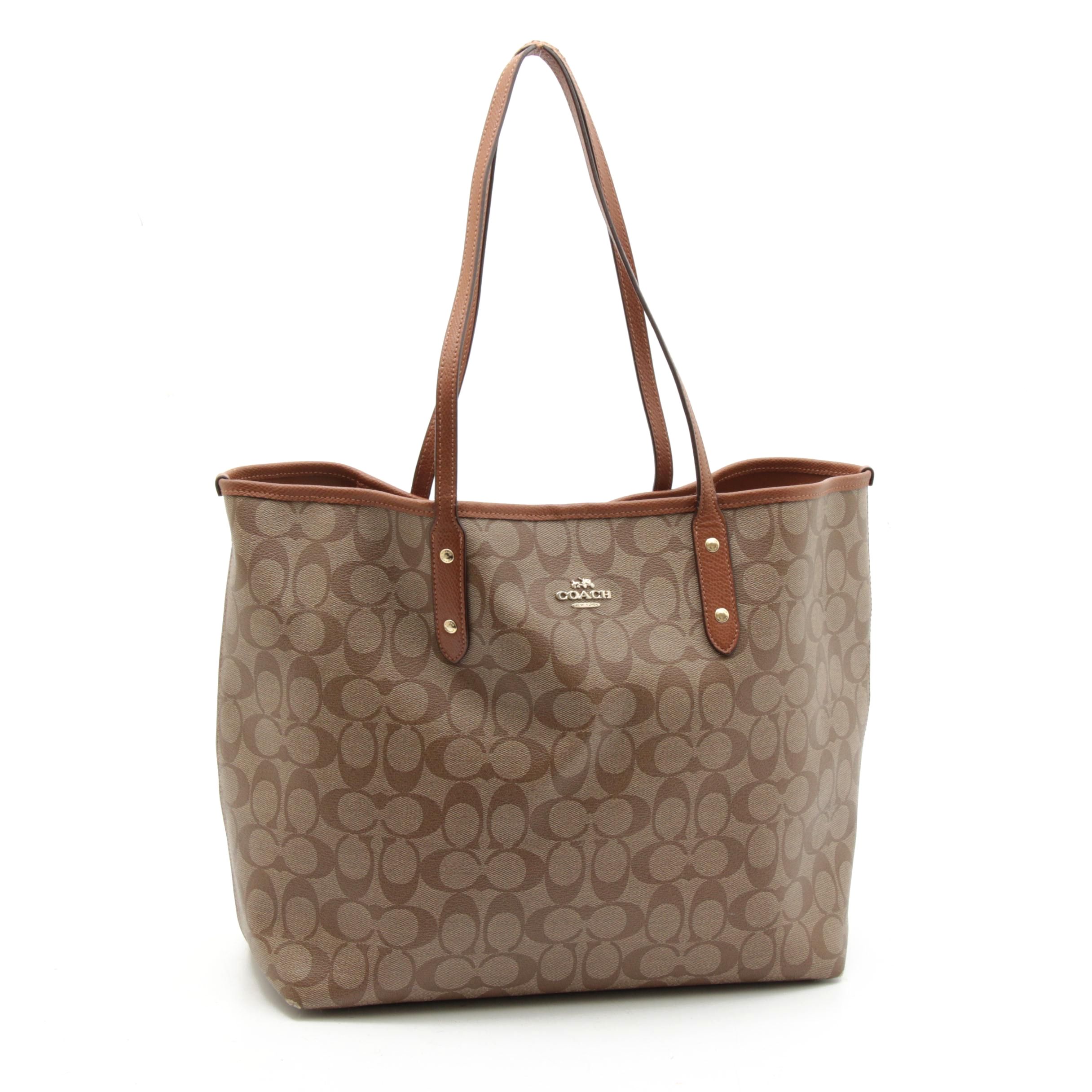 Coach City Tote in Signature Coated Canvas and Leather