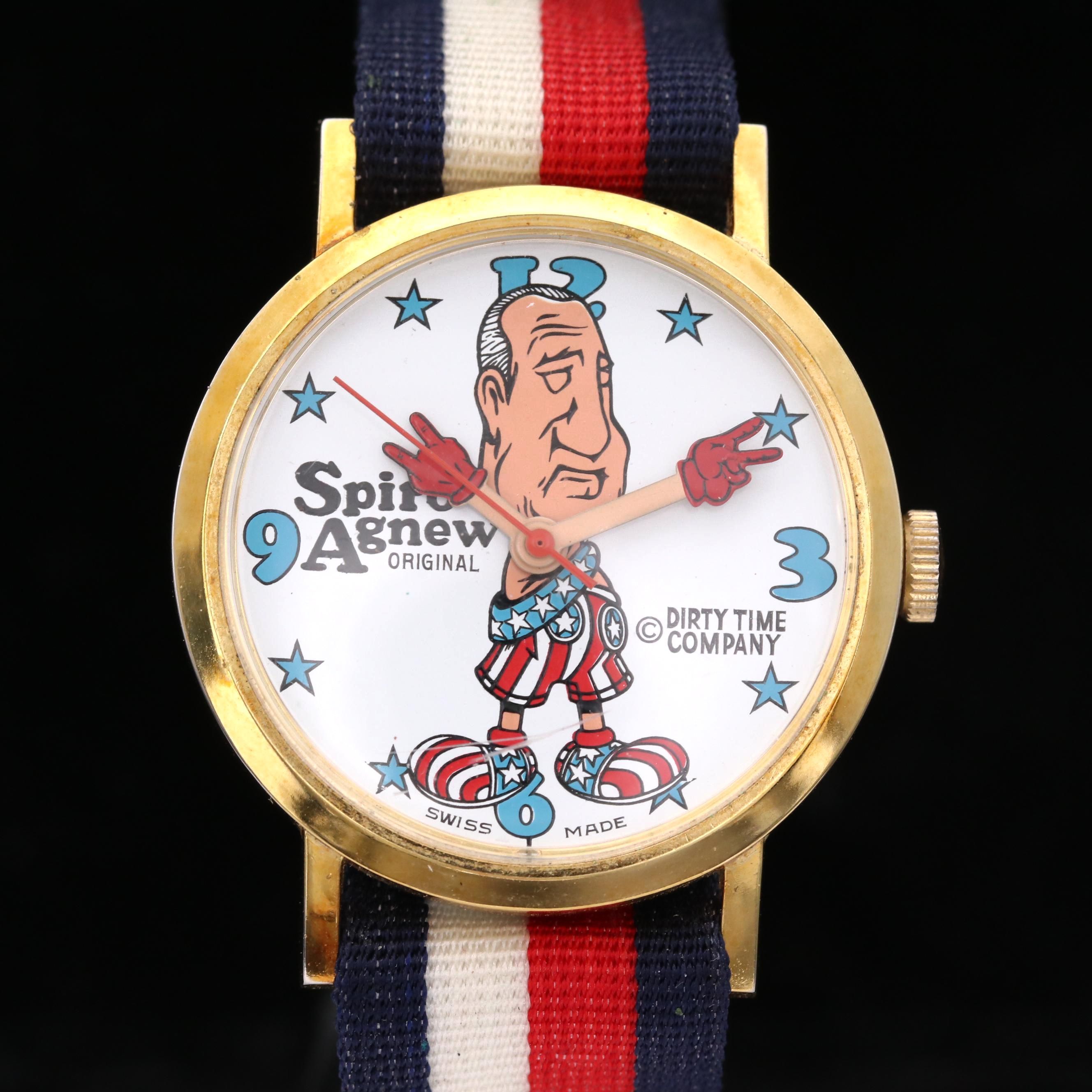 Vintage Spiro Agnew Gold Tone Novelty Watch