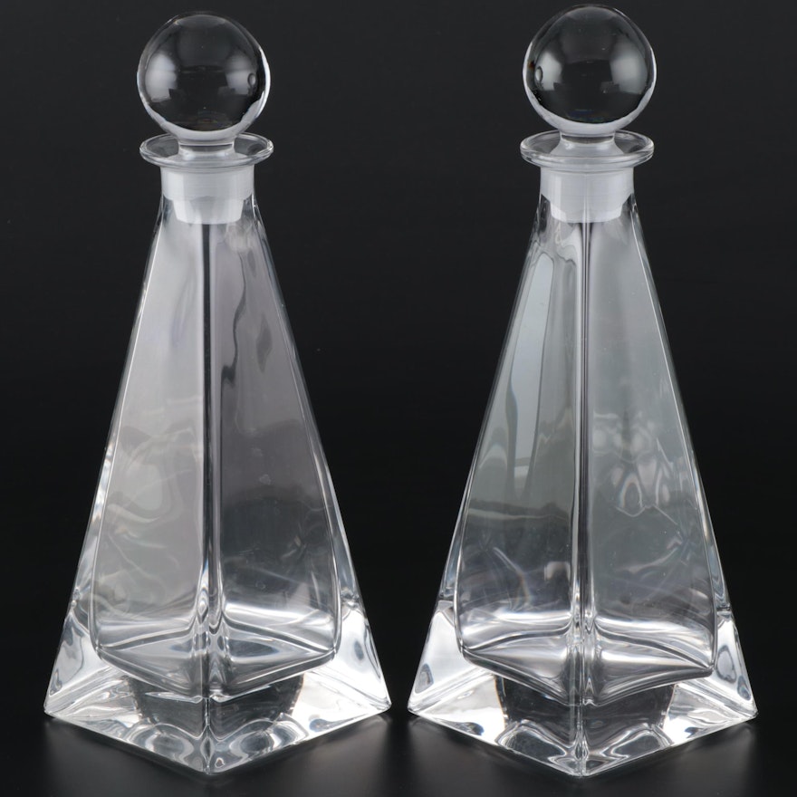 Pair of Molded Crystal Decanters