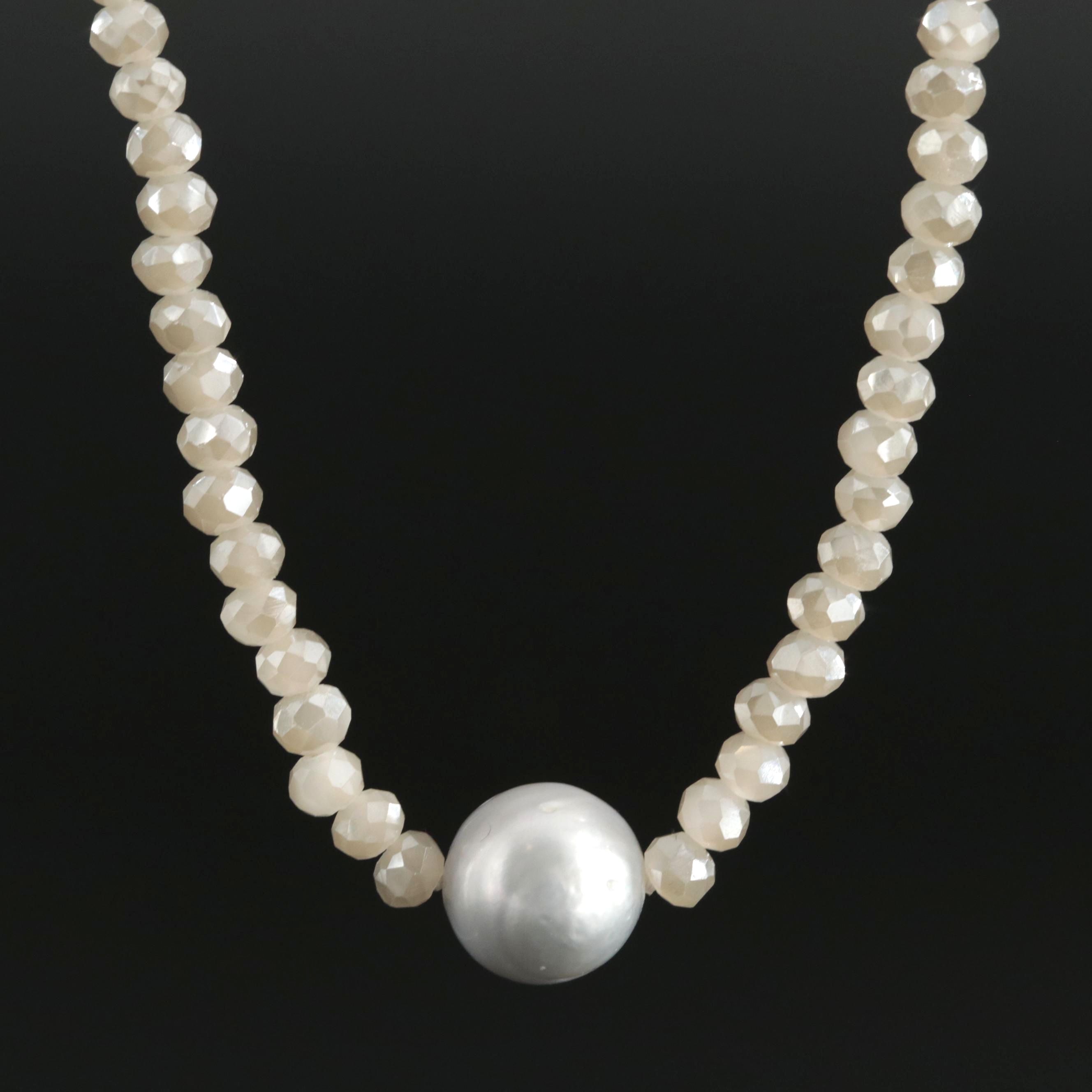 Cultured Pearl and Glass Strand Endless Necklace