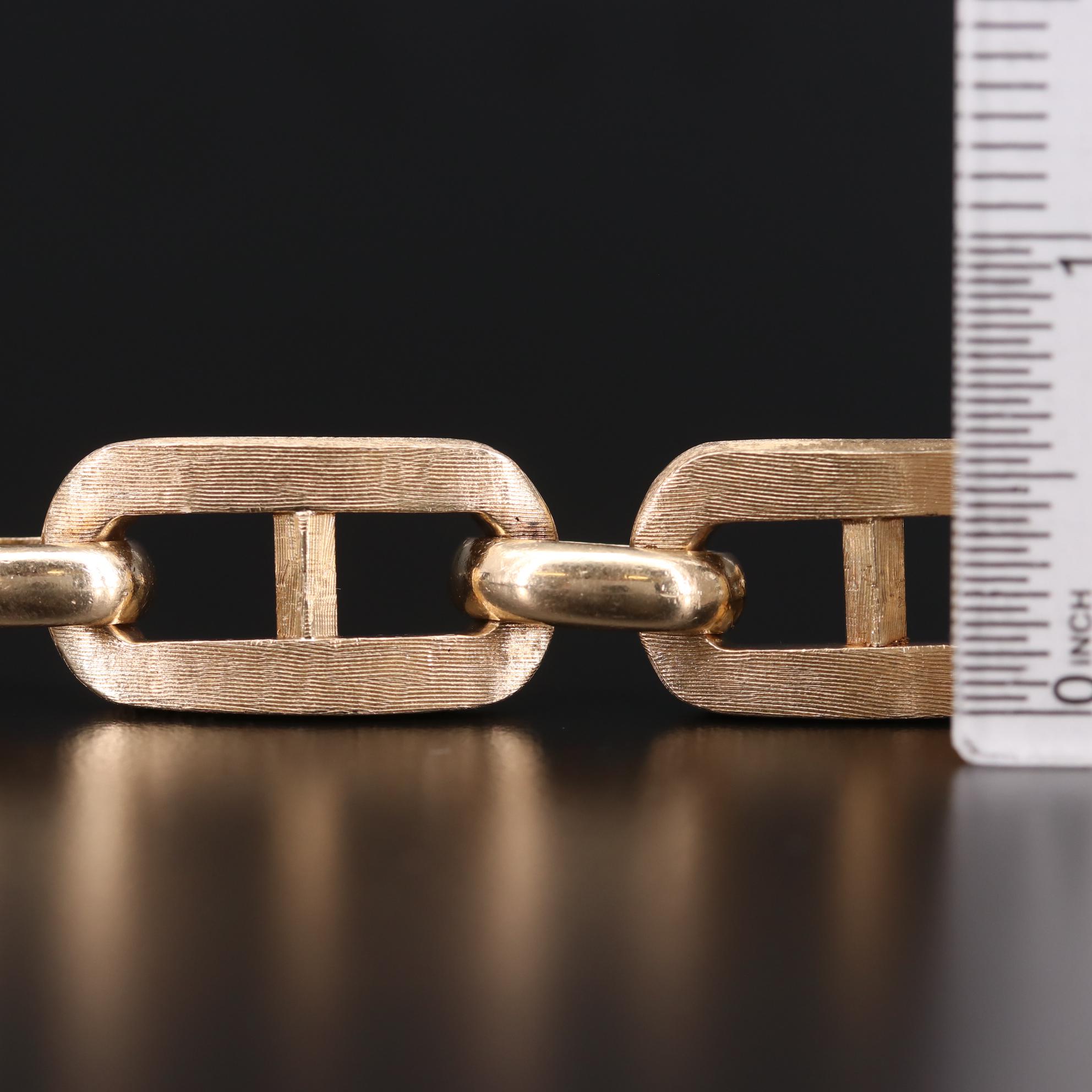 Zelman and Friedman 14K Gold Fancy Link Bracelet with Florentine Finish