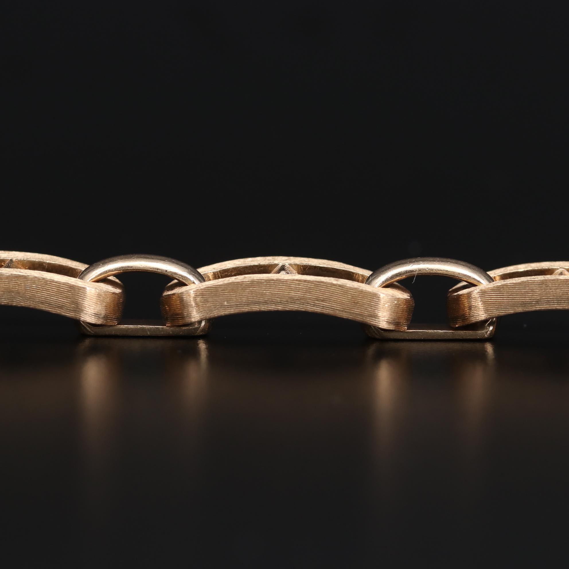 Zelman and Friedman 14K Gold Fancy Link Bracelet with Florentine Finish