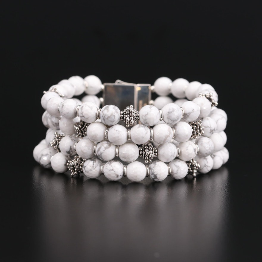 Michael Dawkins Sterling Silver Magnesite Multi-Strand Bracelet