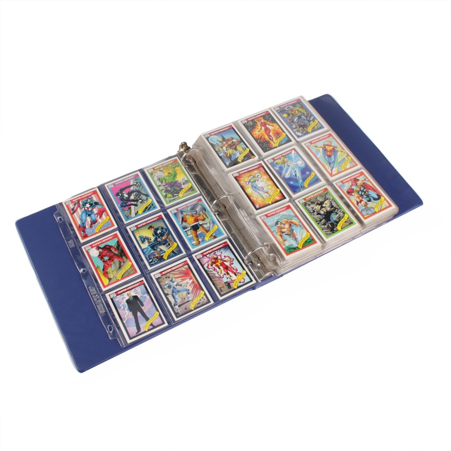 Marvel Comics Super Heroes and Villains Trading Cards in Binder