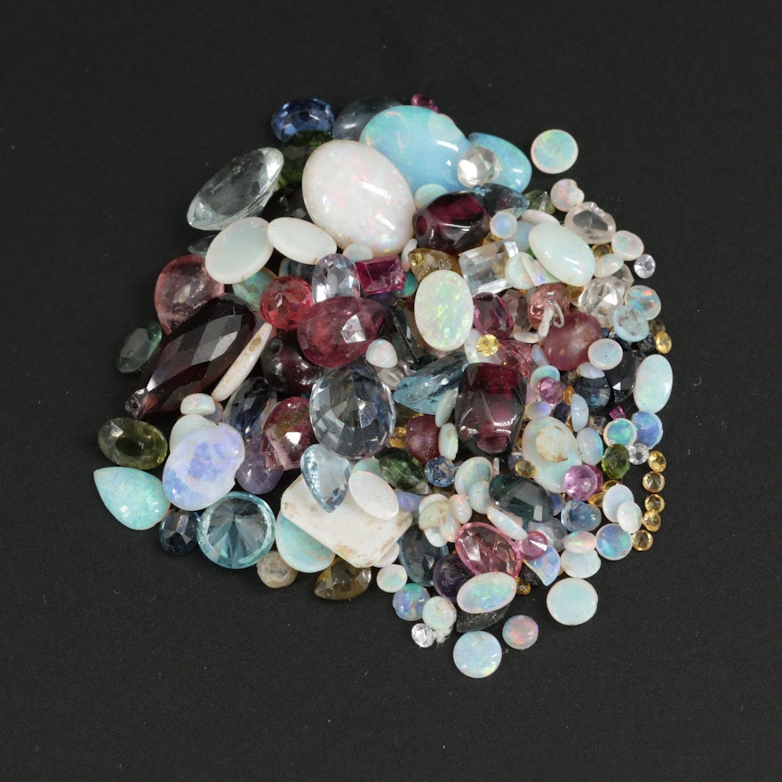 Loose 65.65 CTW Mixed Gemstones Including Tourmaline, Aquamarine and Sapphire