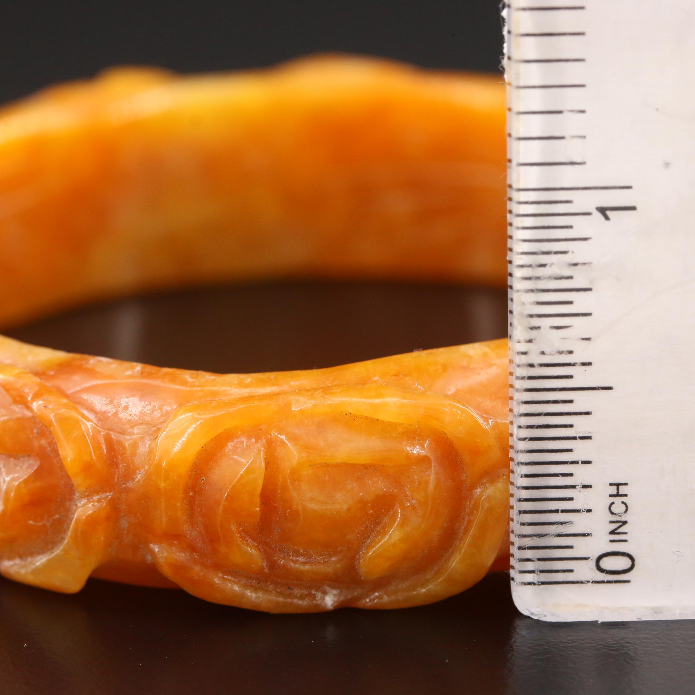 Carved Jadeite Bangle Bracelet