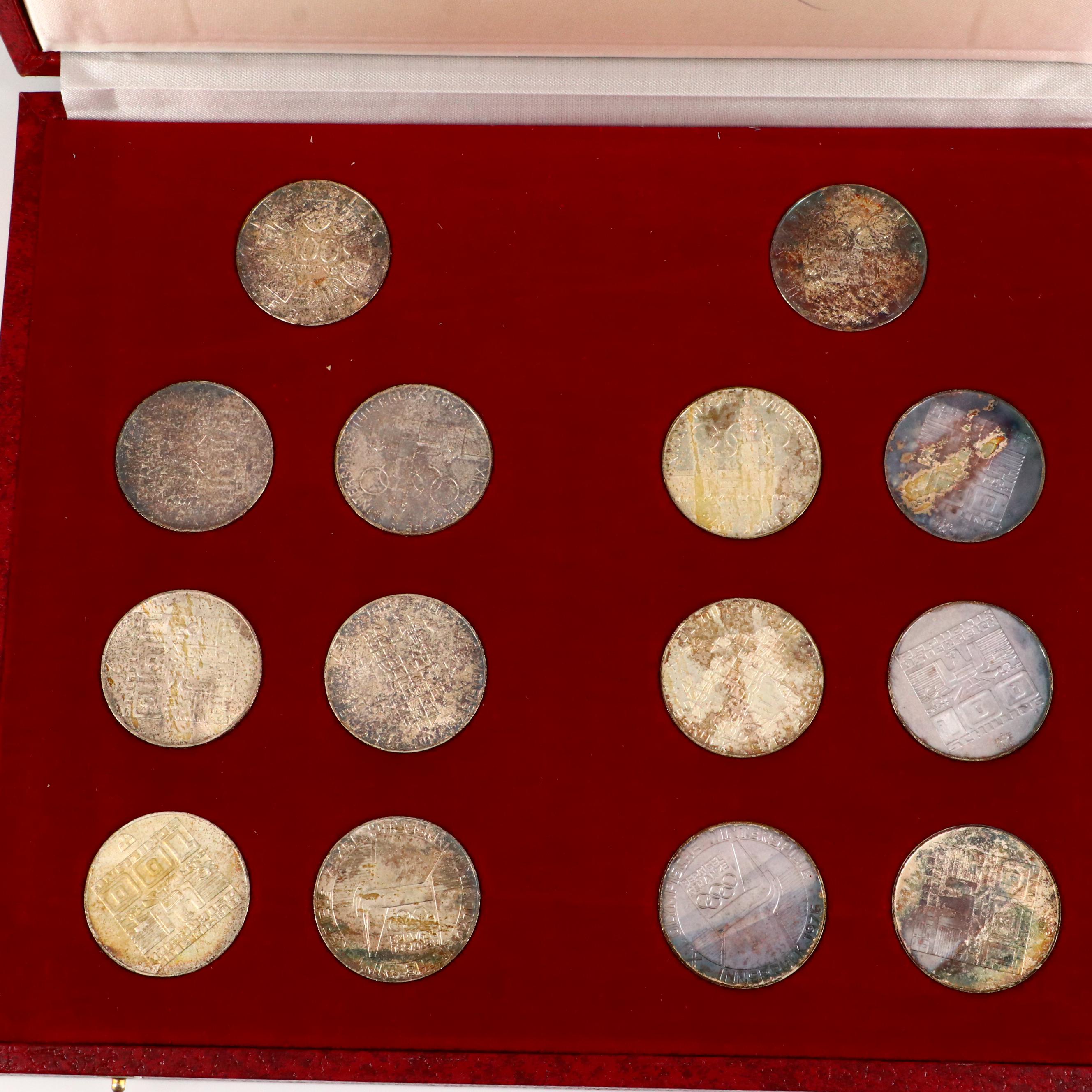 1976 Austrian Winter Olympic 14-Piece Silver Commemorative Coin Set