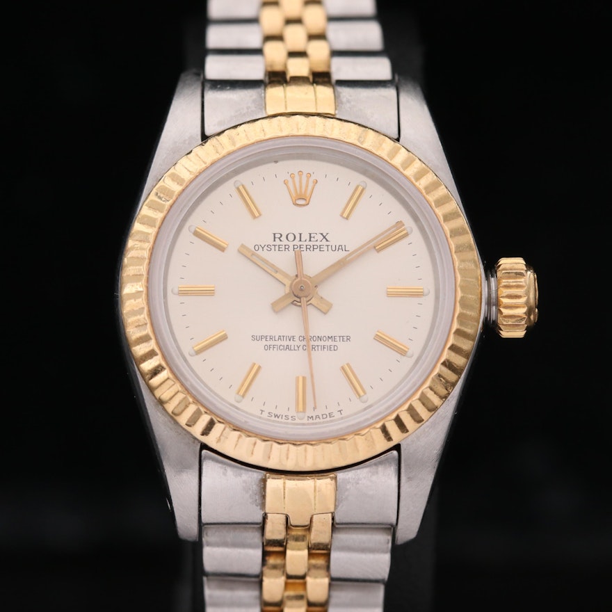 Rolex Oyster Perpetual 18K Gold and Stainless Steel Wristwatch, 1984