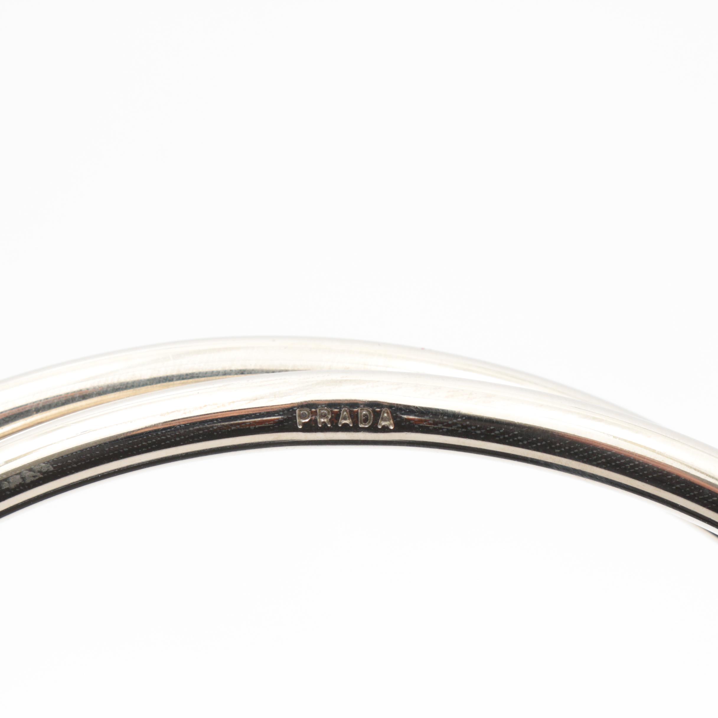 Prada Black Tessuto Nylon Tote with Metal and Chain Link Handles