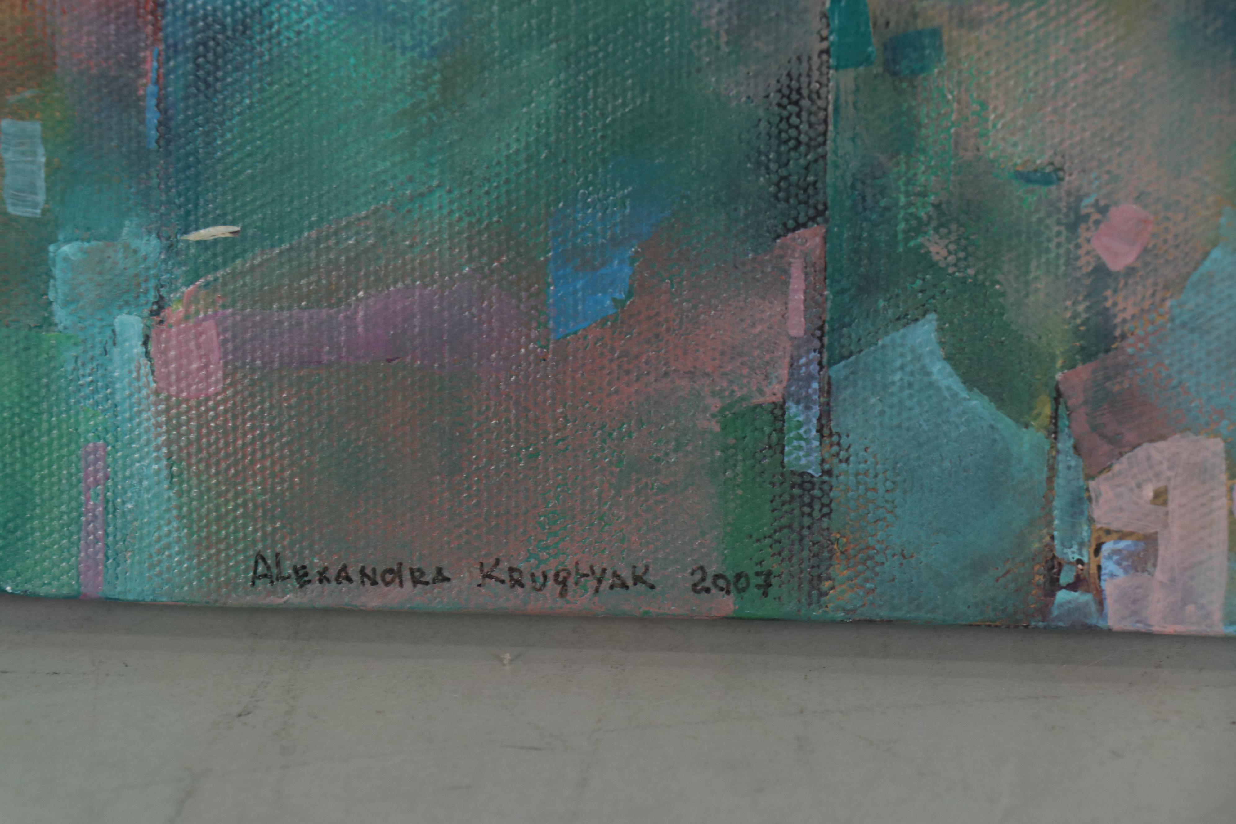 Alexandra Zecevic Abstract Acrylic Triptych Painting