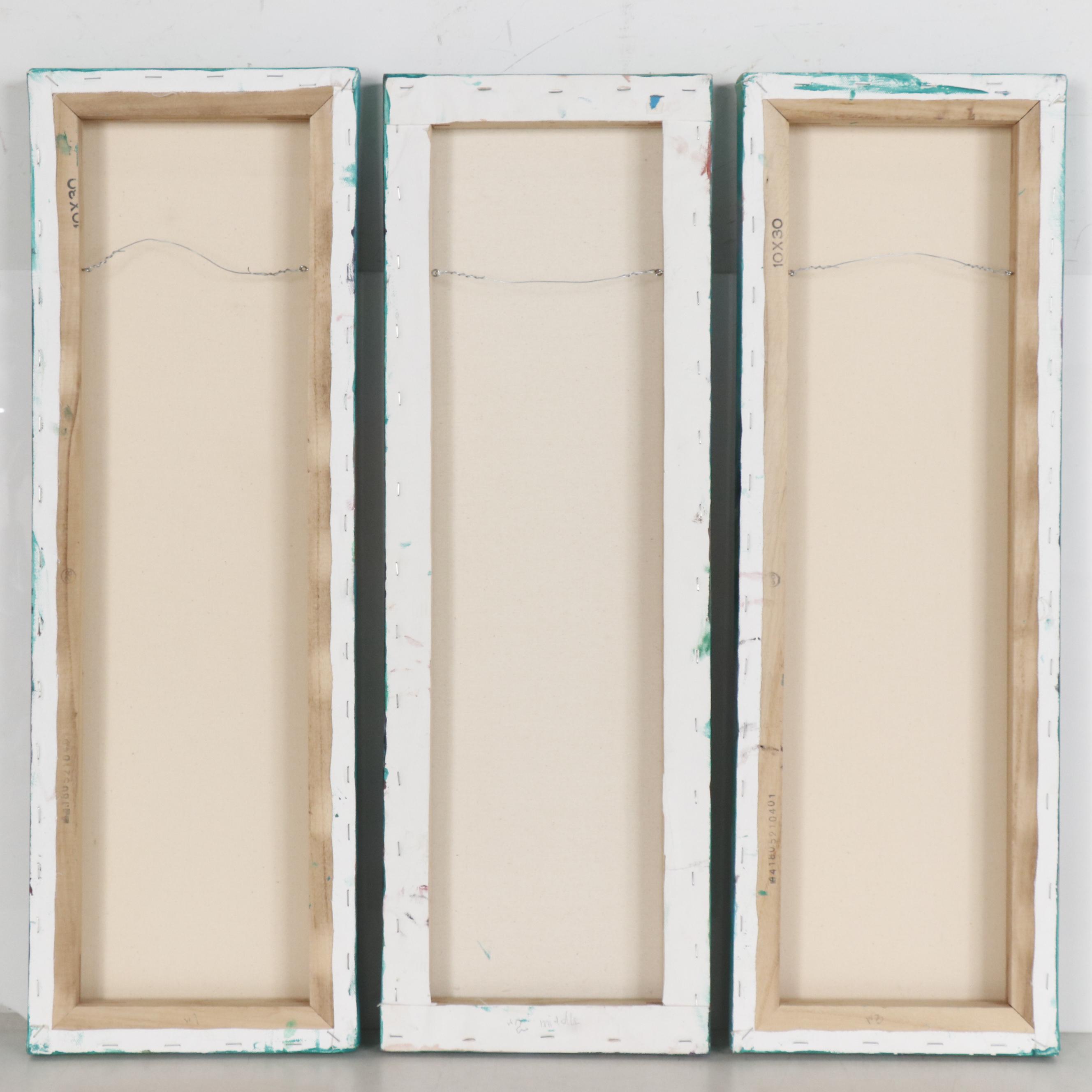 Alexandra Zecevic Abstract Acrylic Triptych Painting