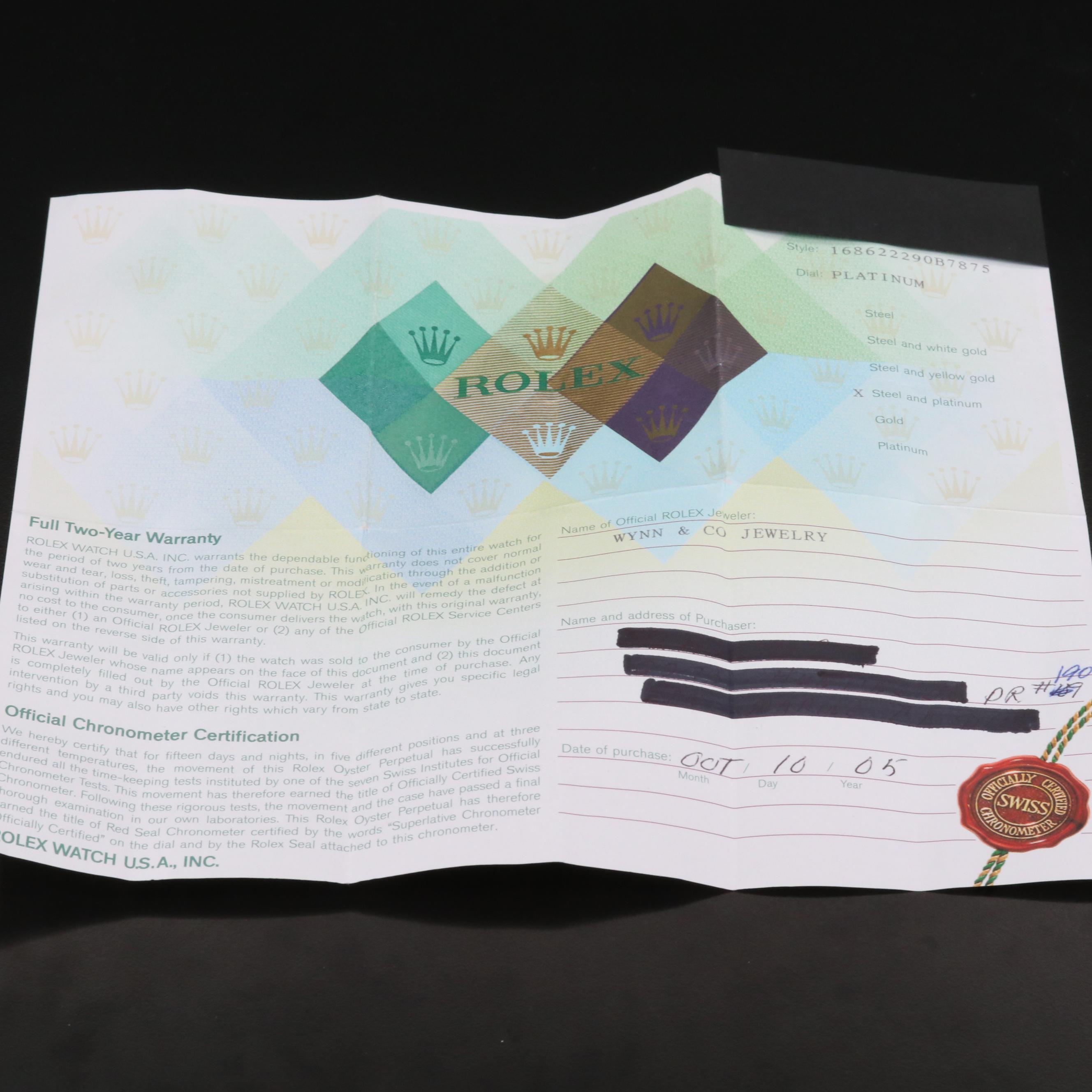 Rolex Yacht-Master 168622 Mid-Size Platinum and Stainless Steel Watch