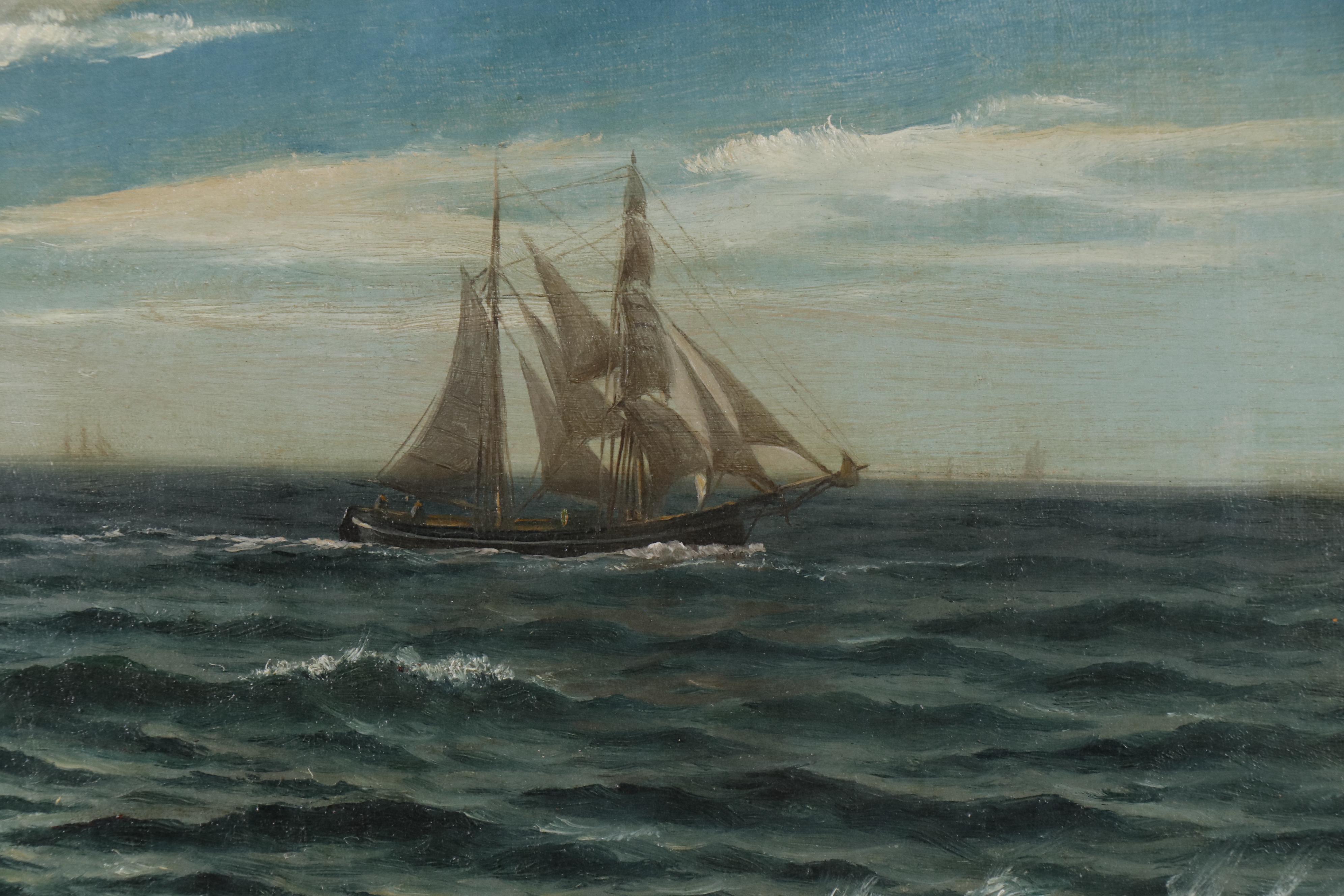William E. Norton Nautical Oil Painting, 1874