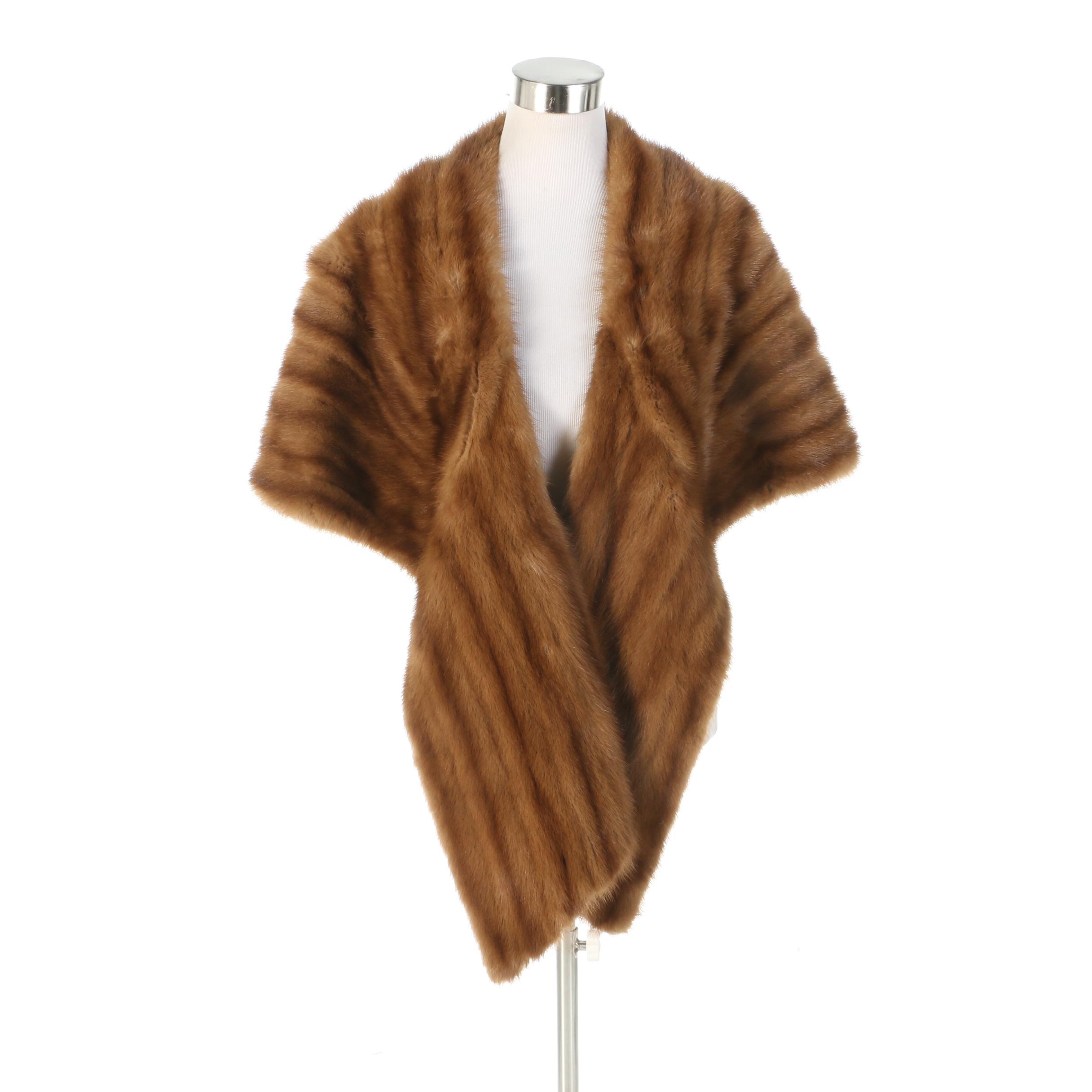 Stone Marten Fur Stole with Adjustable Front Drapes