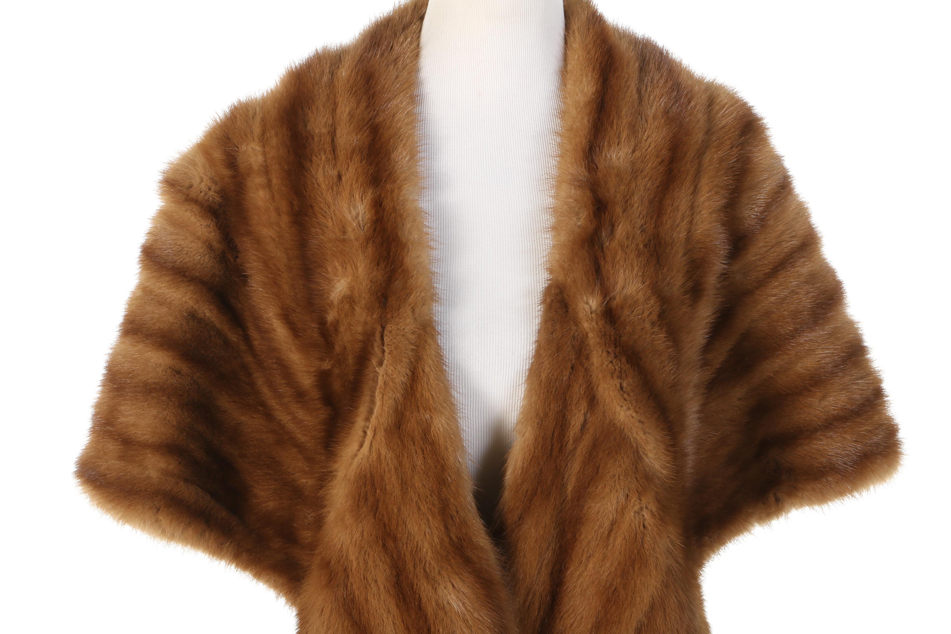 Stone Marten Fur Stole with Adjustable Front Drapes