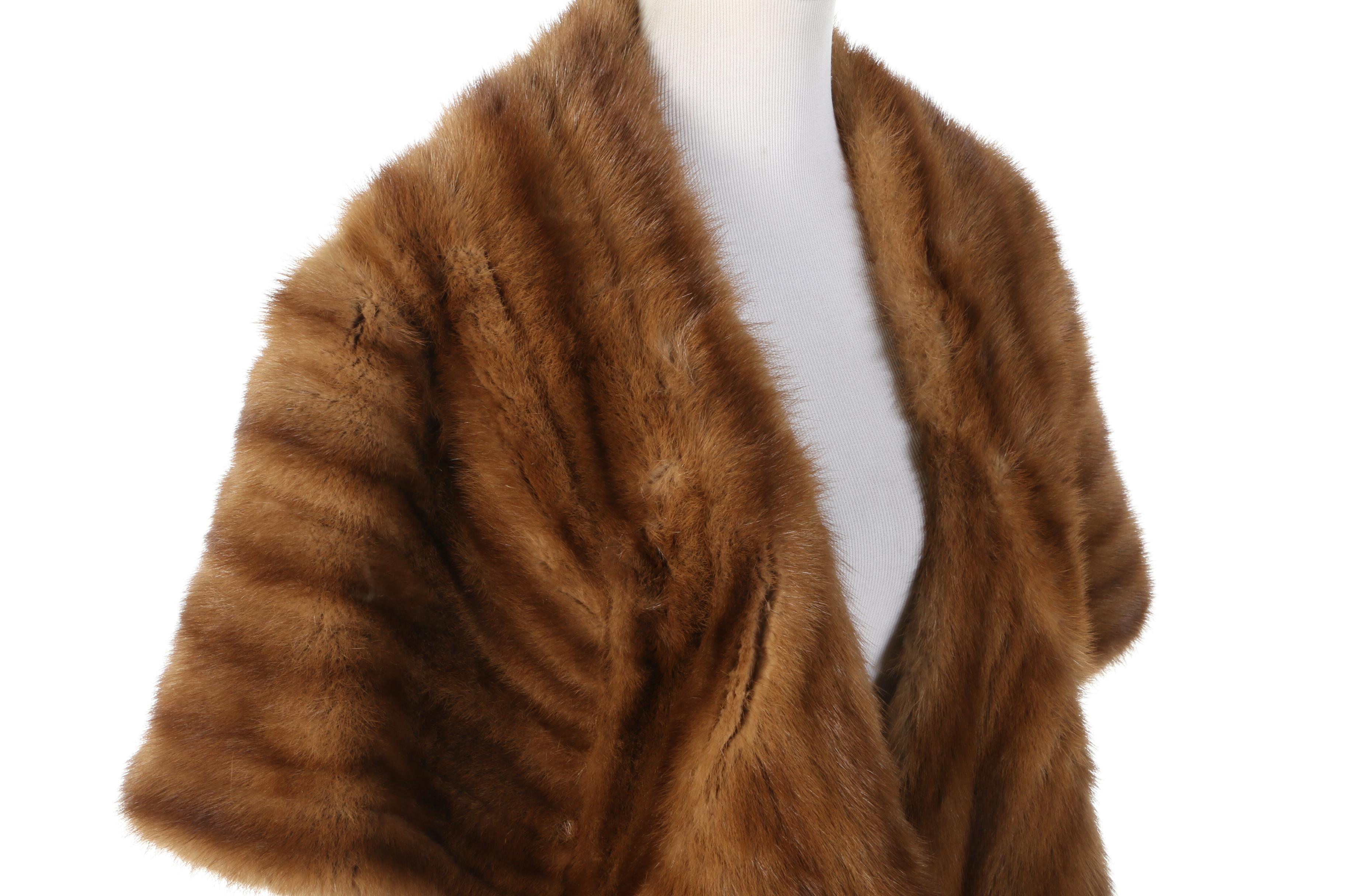 Stone Marten Fur Stole with Adjustable Front Drapes