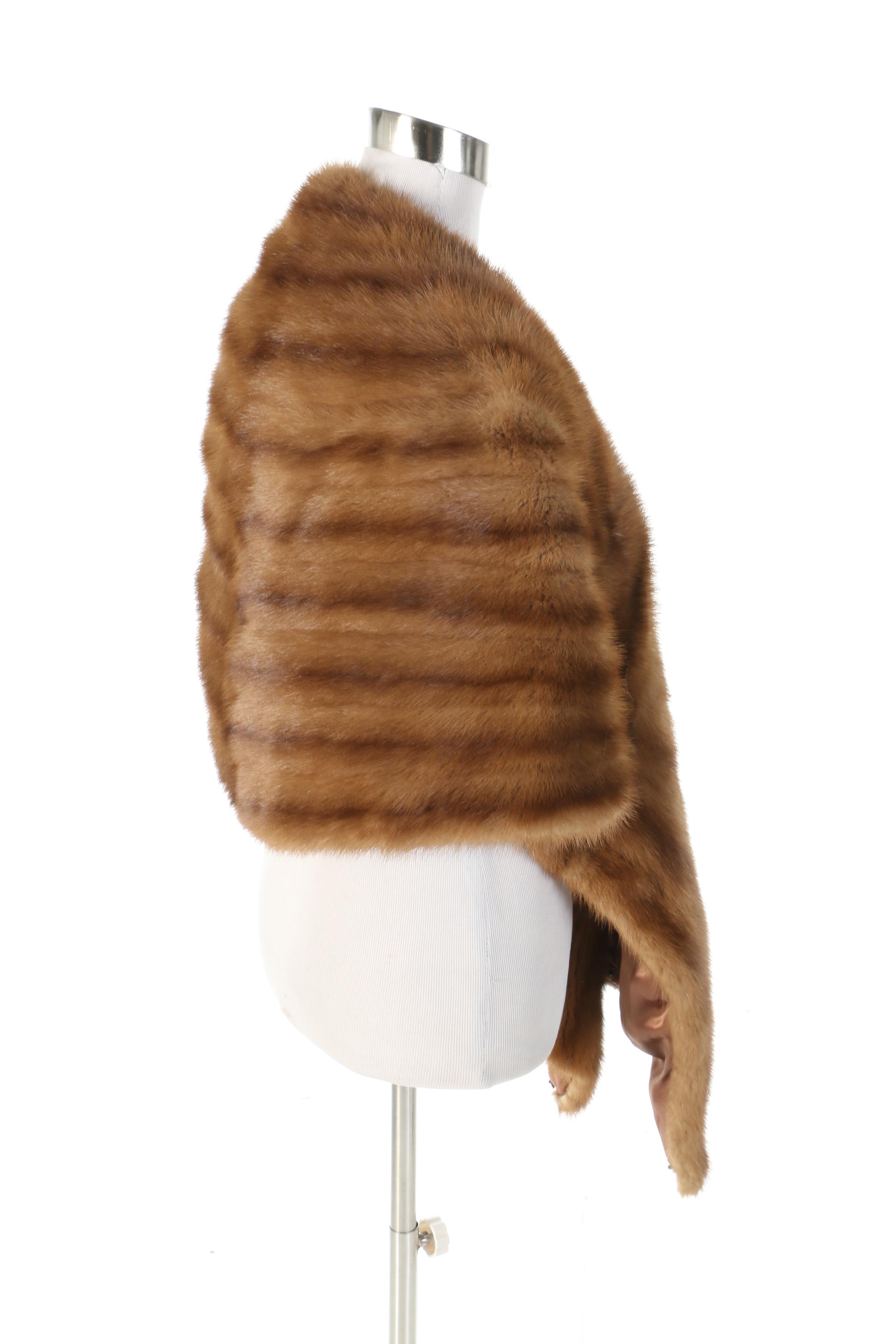 Stone Marten Fur Stole with Adjustable Front Drapes