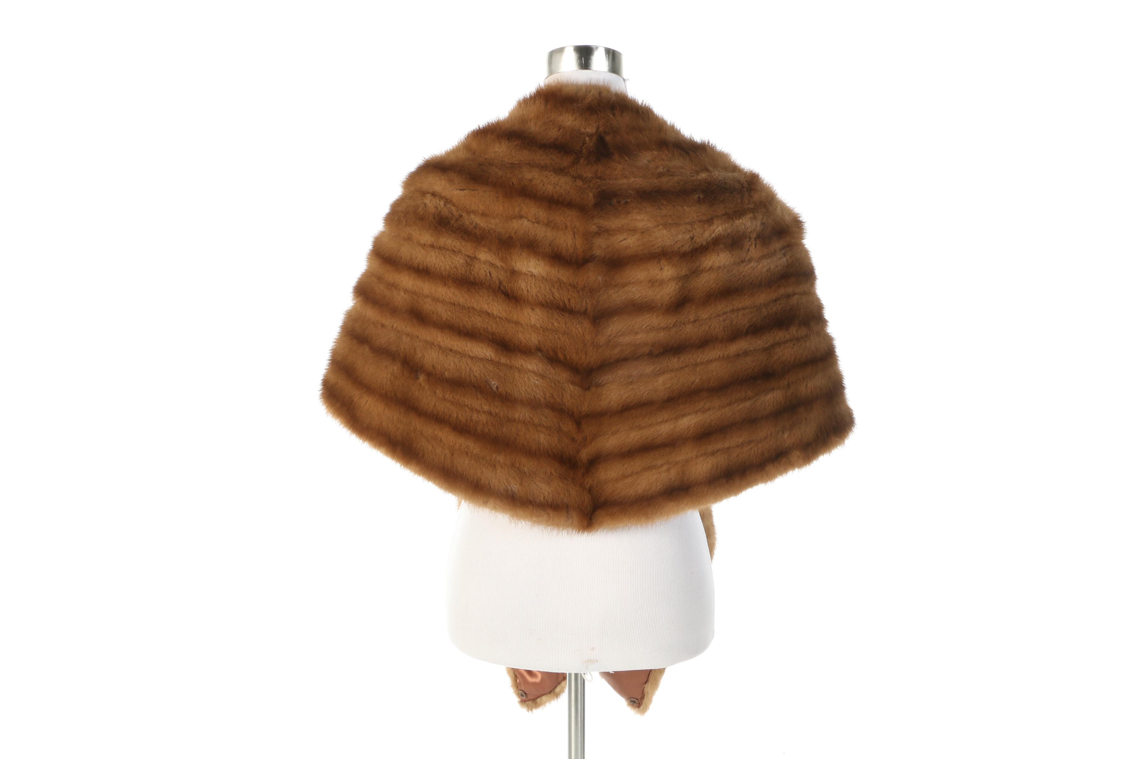 Stone Marten Fur Stole with Adjustable Front Drapes
